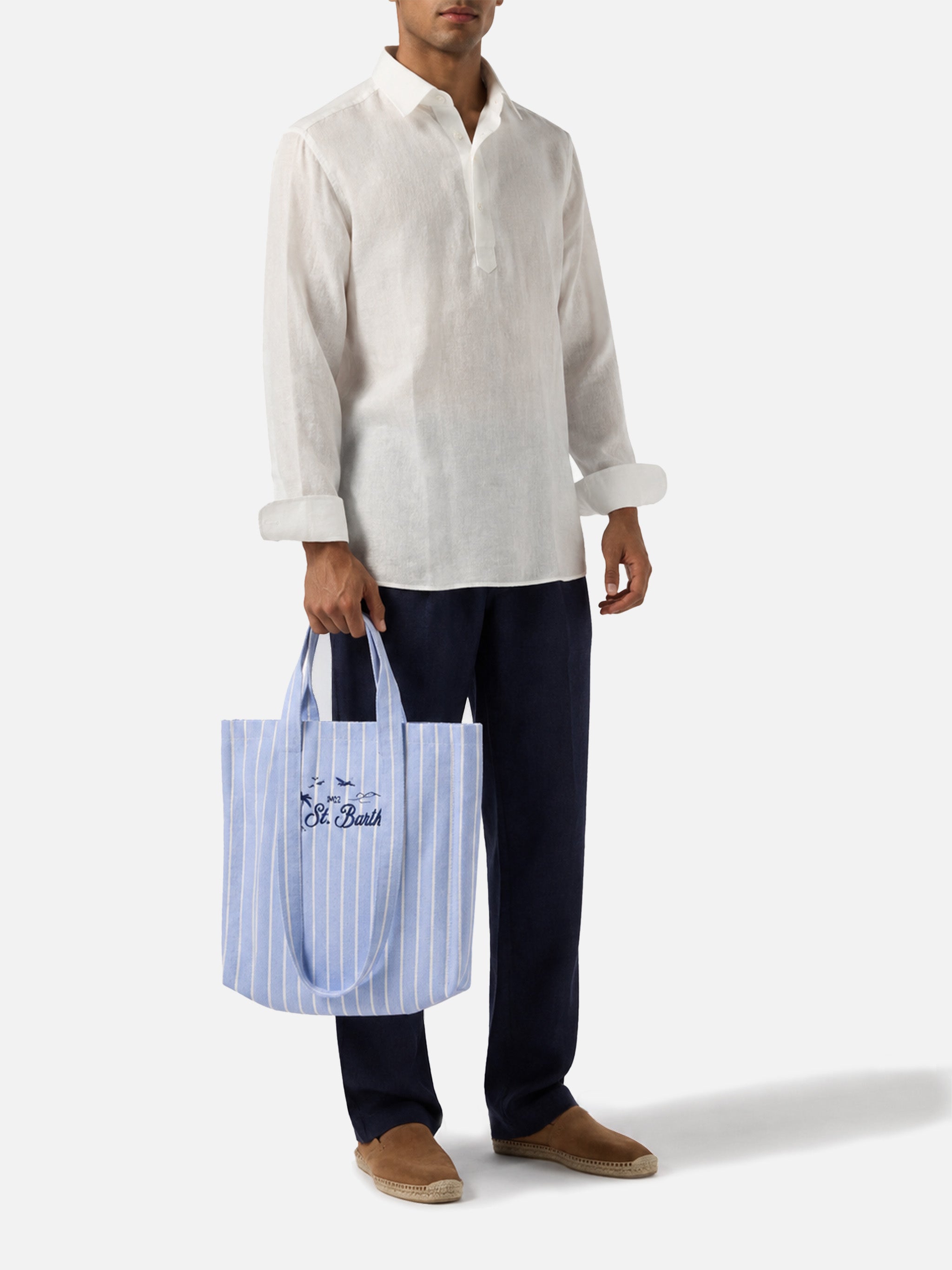 mc2-saint-barth-borsa-tote-essential-beach-in-cotone-a-righe-azzurre-e-bianche-m image 2