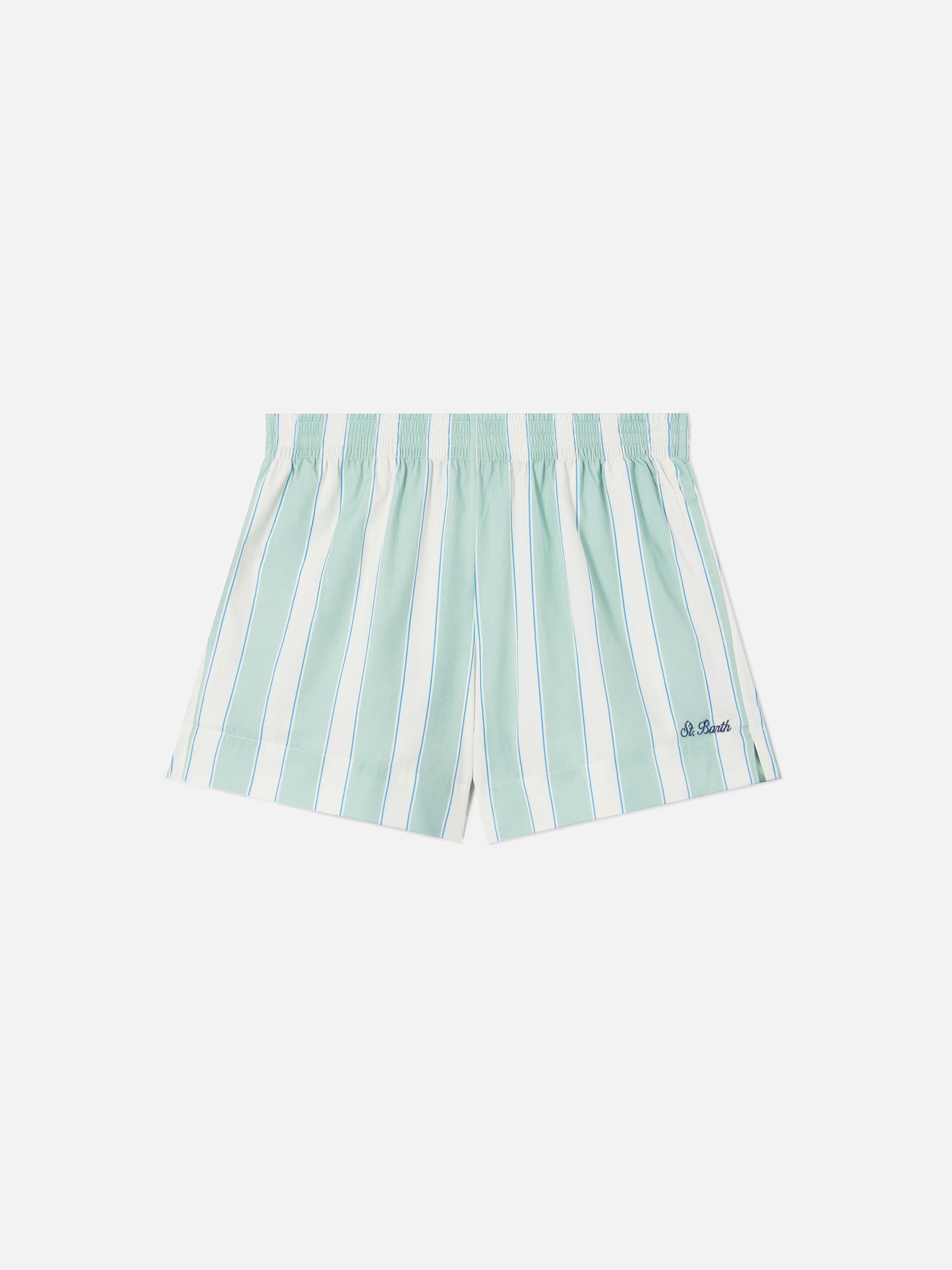 mc2-saint-barth-meave-shorts-in-cotone-a-righe-verdi-donna image 5