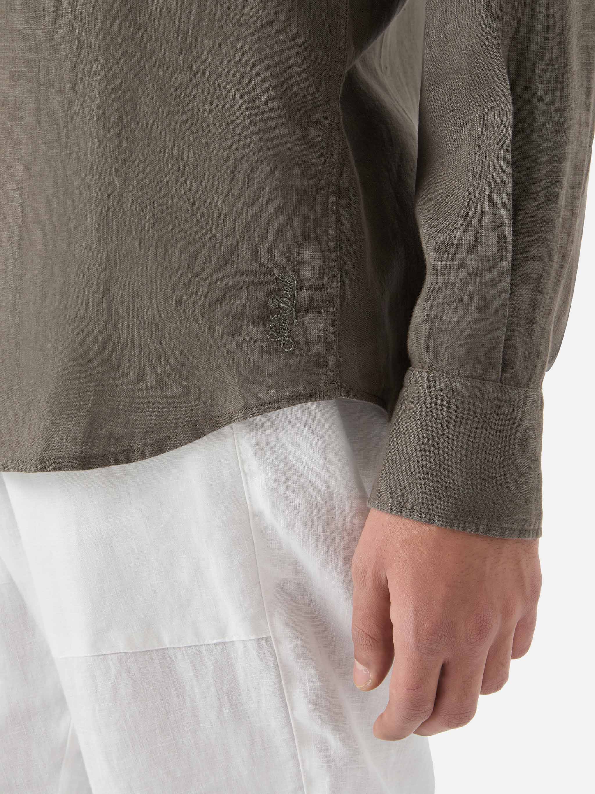mc2-saint-barth-camicia-pamplona-da-uomo-in-puro-lino-verde-militare image 4