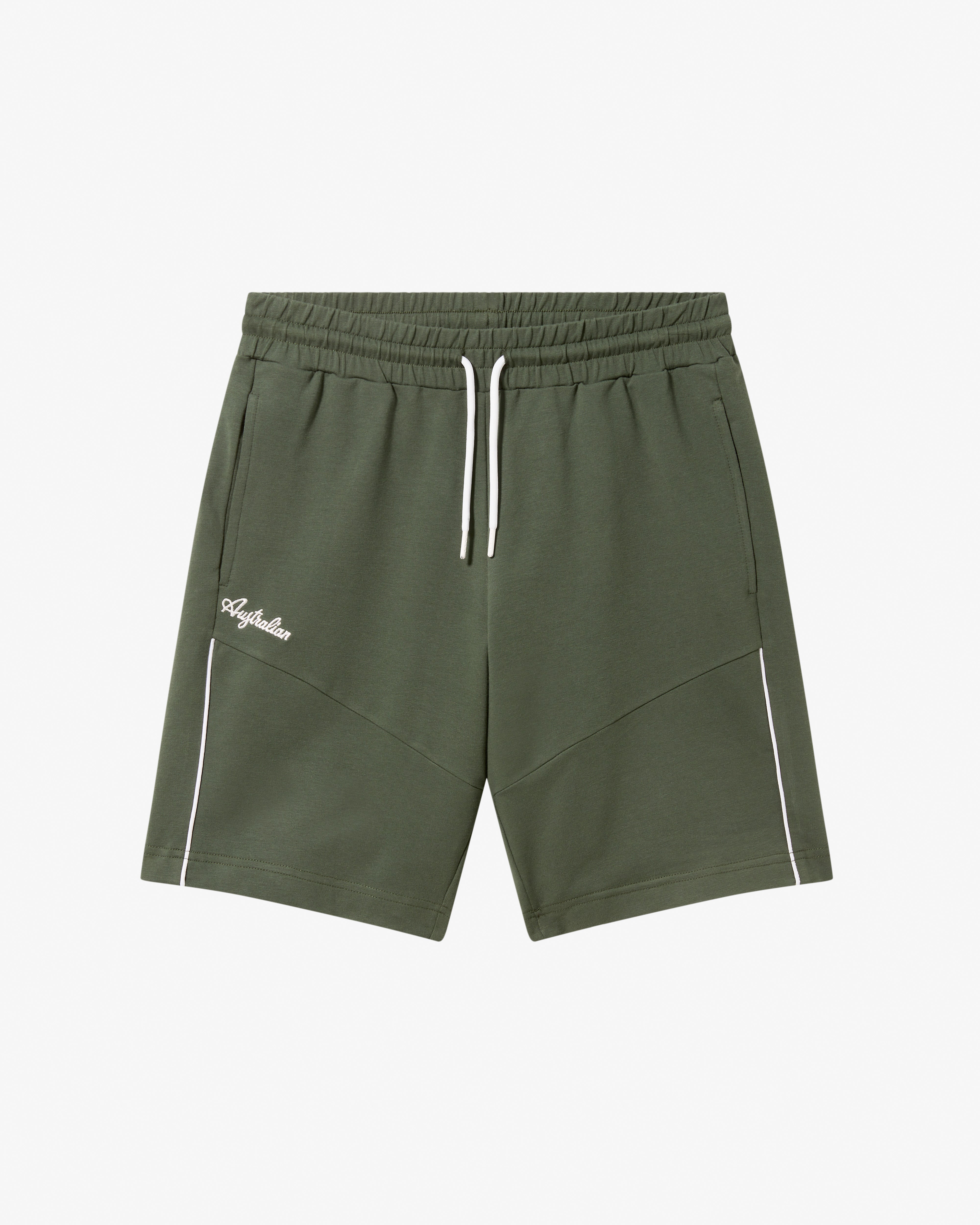 australian-collage-short-short-in-felpa-blu-con-piping-e-logo-ricamato image 5