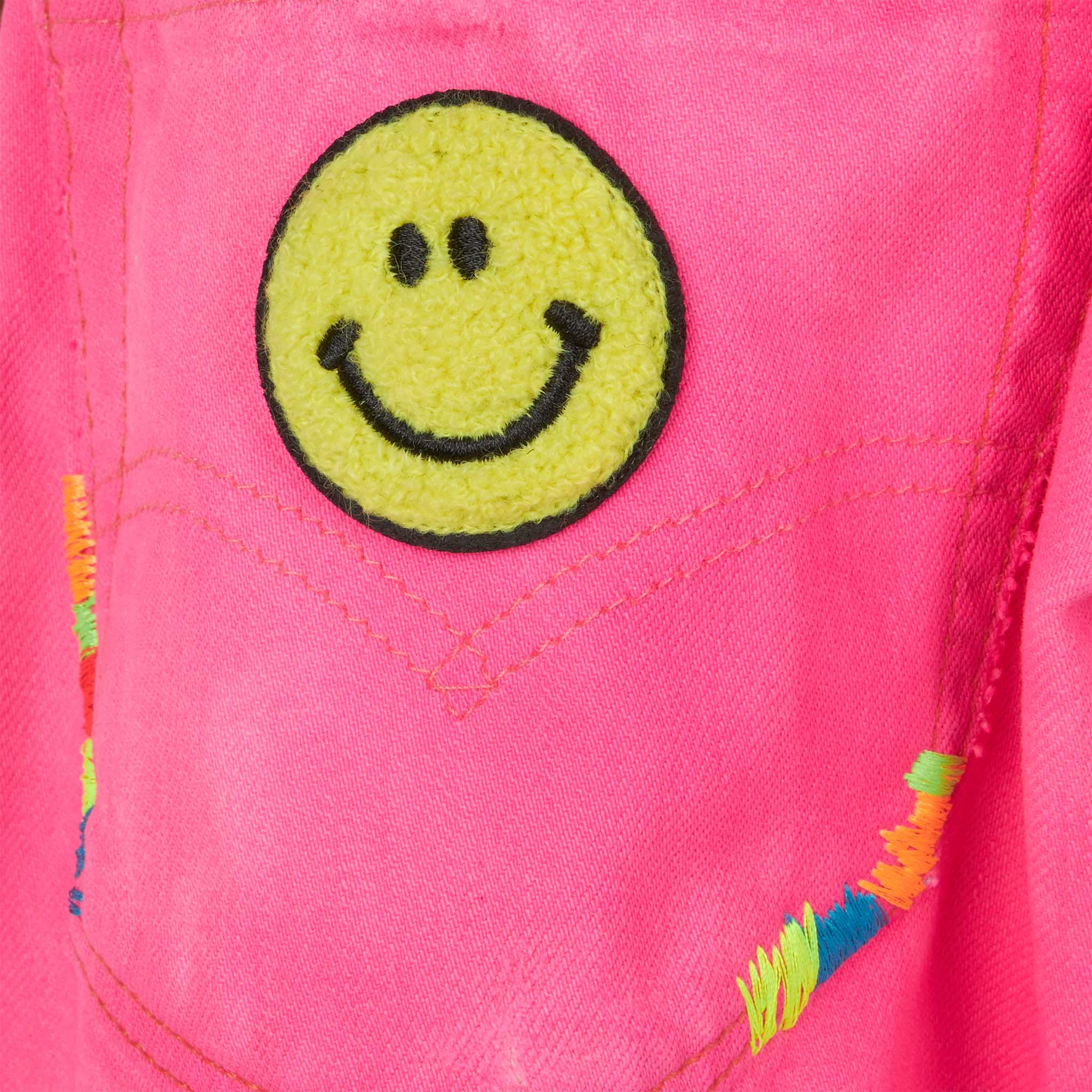 pantaloncini-da-bambina-mc2-saint-barth-in-denim-riciclato-rosa-fluo-con-ricami image 3