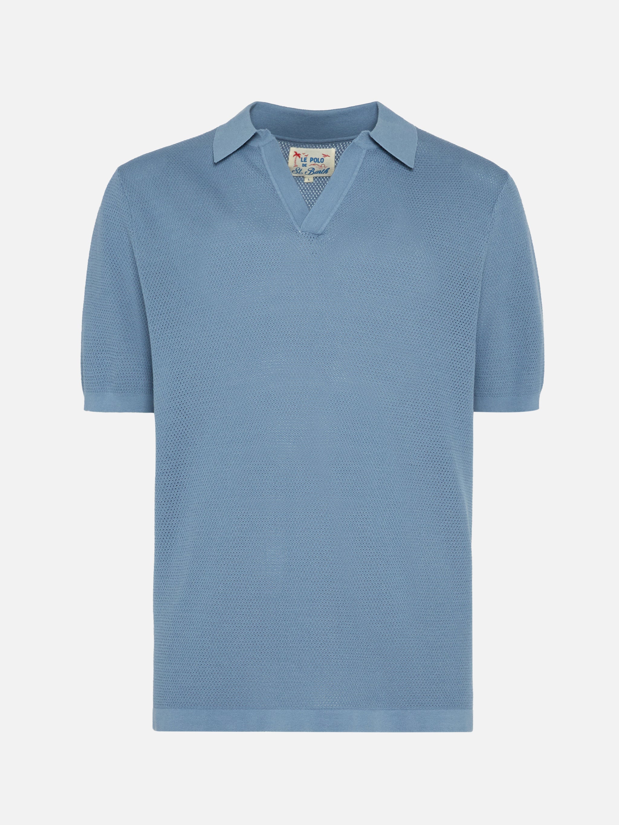 mc2-saint-barth-polo-sloan-uomo-in-maglia-a-rete-azzurro-polvere-senza-bottoni-r image 4