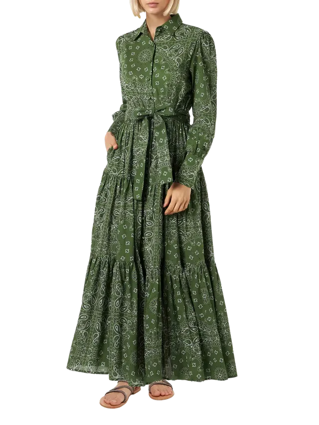 mc2-saint-barth-abito-lungo-da-donna-verde-con-stampa-bandana image 1