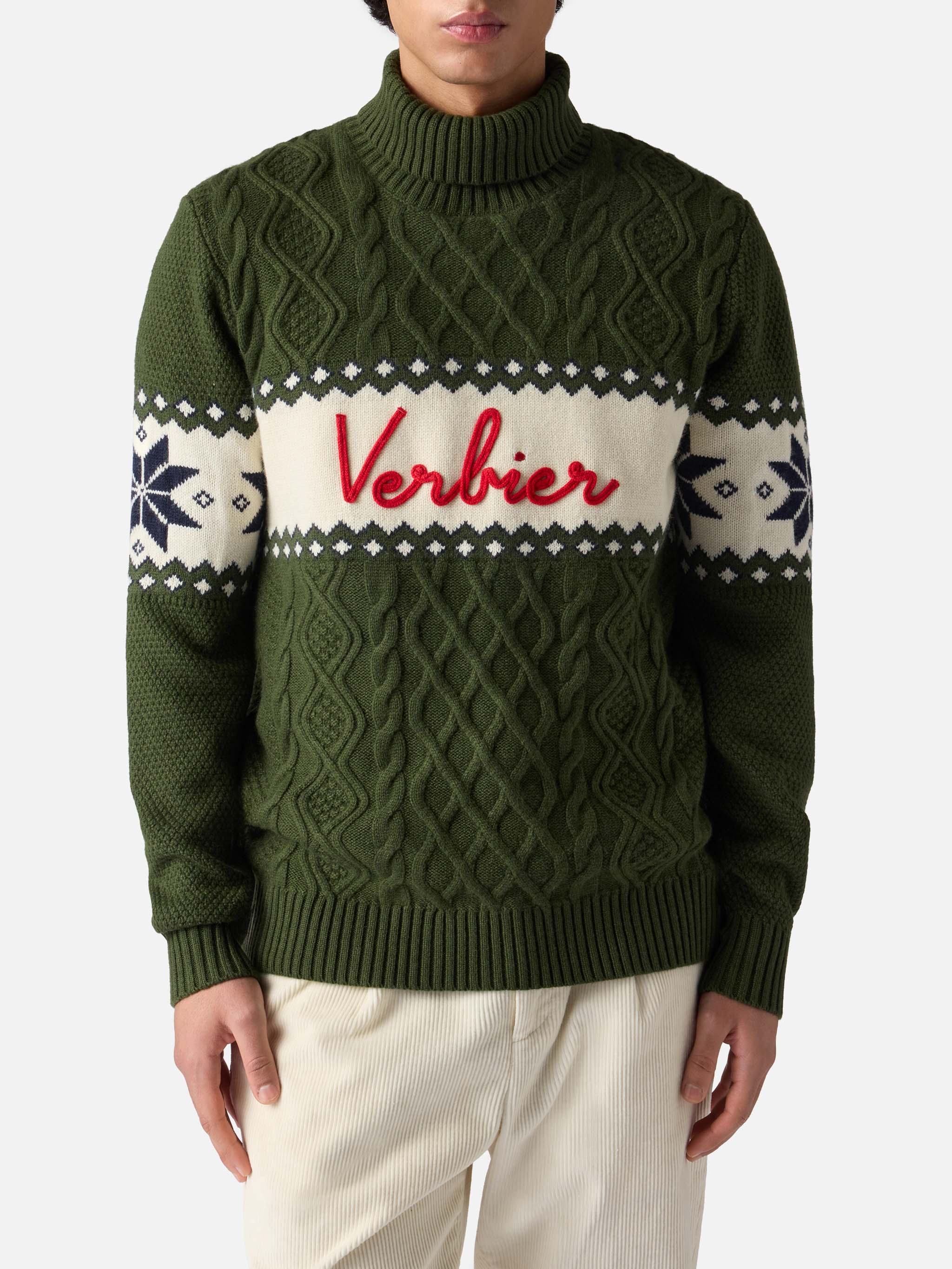 mc2-saint-barth-verbier-maglione-uomo-mezzo-collo-alto-verde-militare image 1