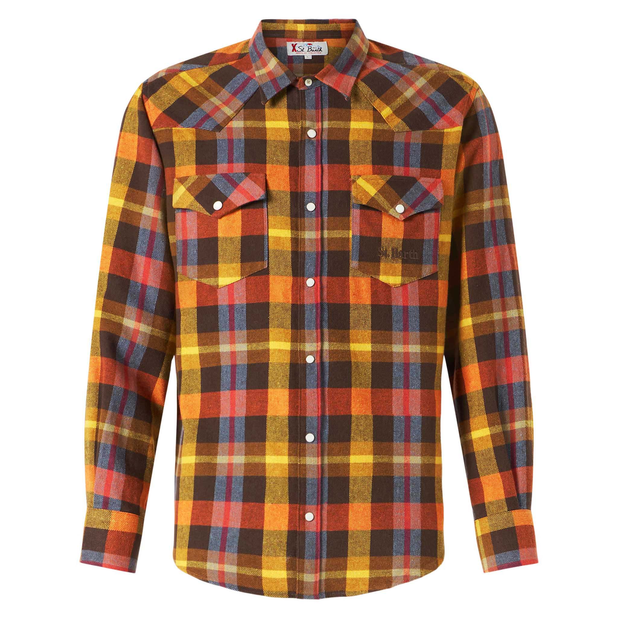 mc2-saint-barth-camicia-uomo-greg-tartan-gialla-stile-texano-con-tasche-frontali image 4