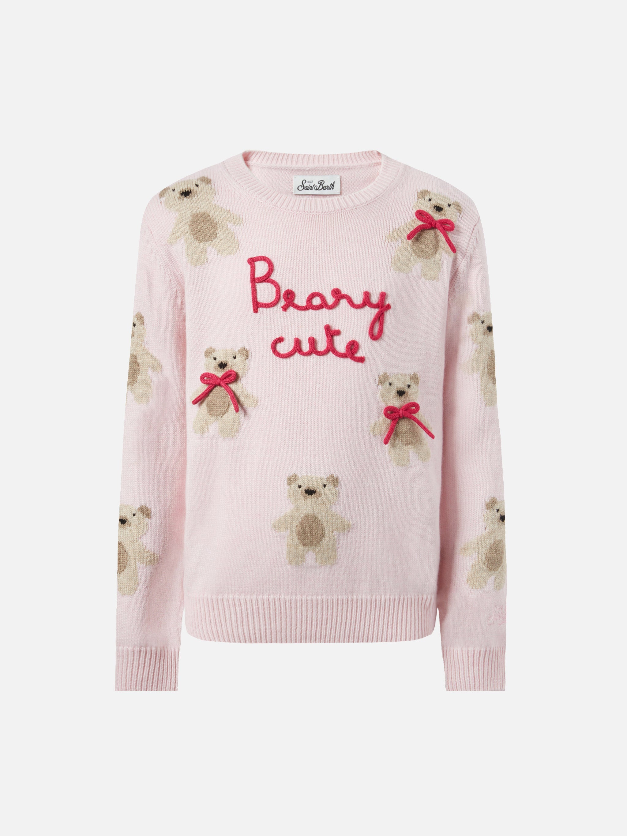 mc2-saint-barth-princess-girocollo-in-misto-cashmere-con-jacquard-orsetti-rosa image 1