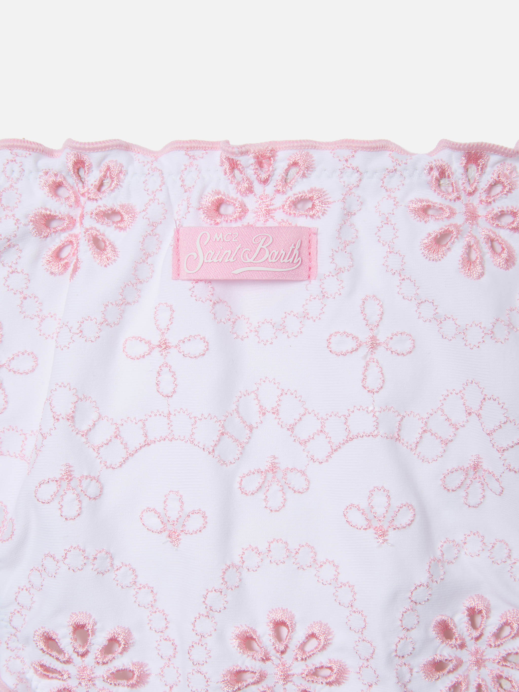 mc2-saint-barth-bikini-cris-in-sangallo-bianco-con-ricamo-rosa-per-bambina image 3