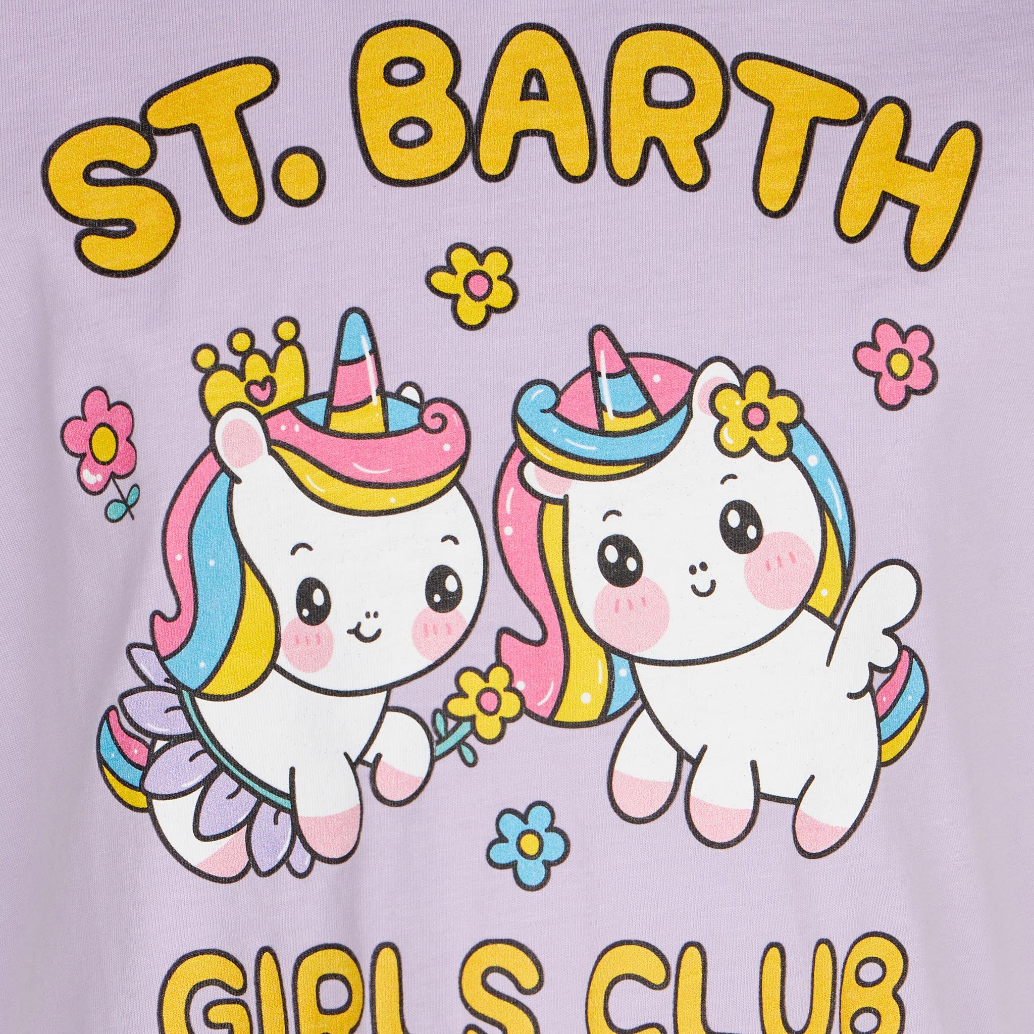 mc2-saint-barth-t-shirt-da-bambina-lilla-cotone-st-barth-girls-club-unicorni image 2