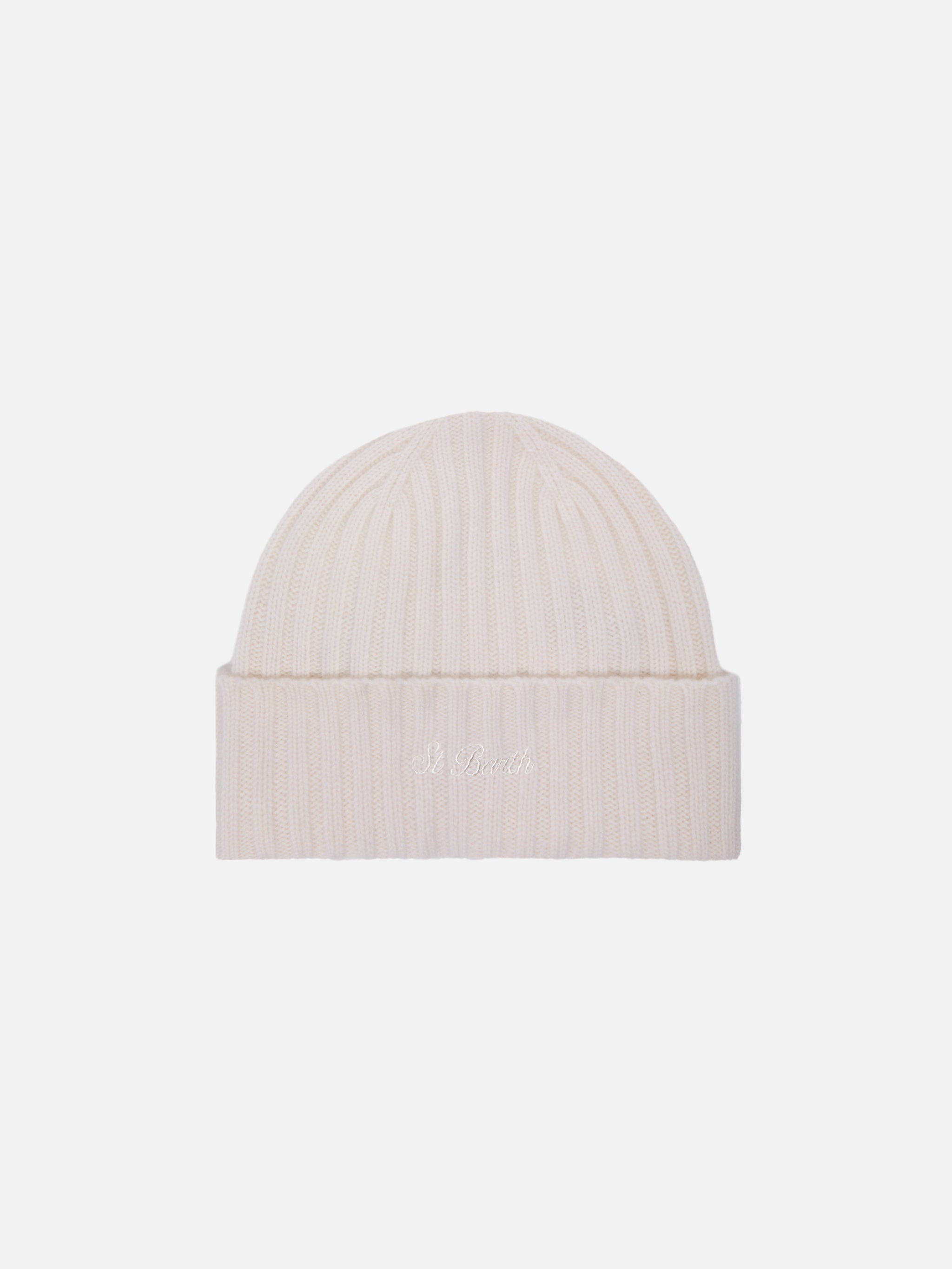 mc2-saint-barth-wengen-berretto-in-cashmere-bianco-con-ricamo-st-barth image 1