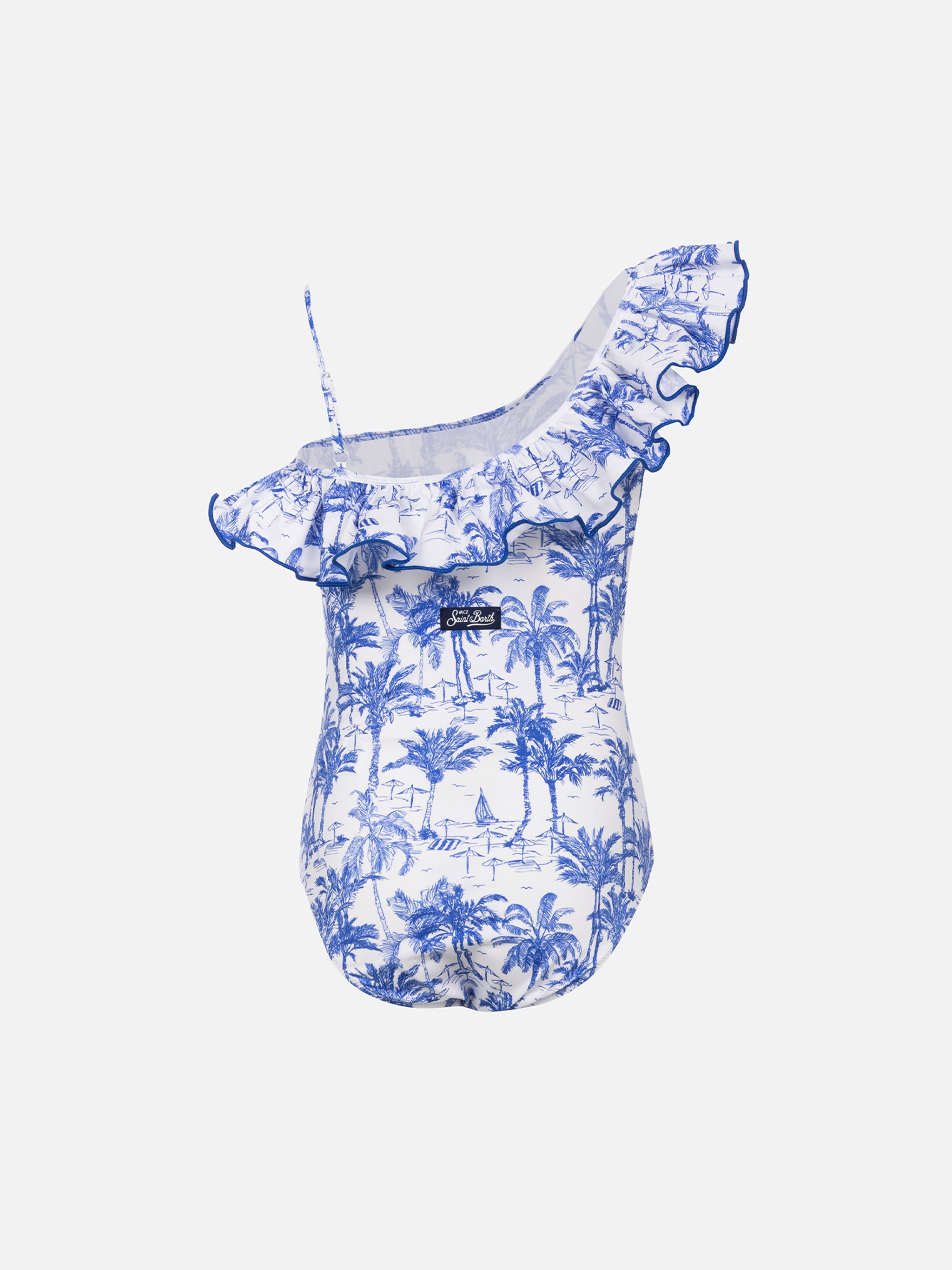 mc2-saint-barth-carin-costume-intero-bambina-monospalla-toile-de-jouy-bianco image 2