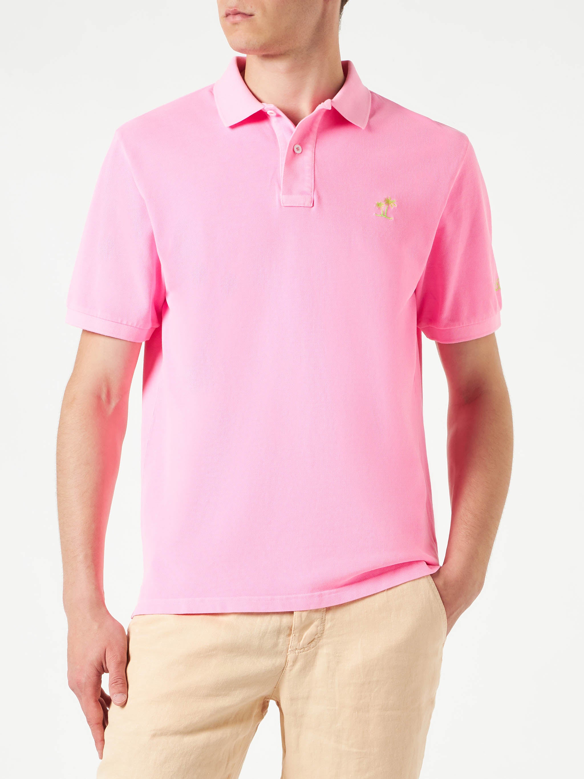 mc2-saint-barth-polo-in-piquet-di-cotone-rosa-effetto-vintage image 1