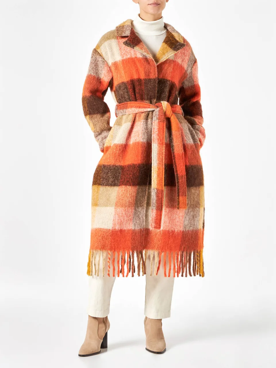 mc2-saint-barth-cappotto-lungo-charlot-donna-a-quadri-multicolor-con-frange image 1
