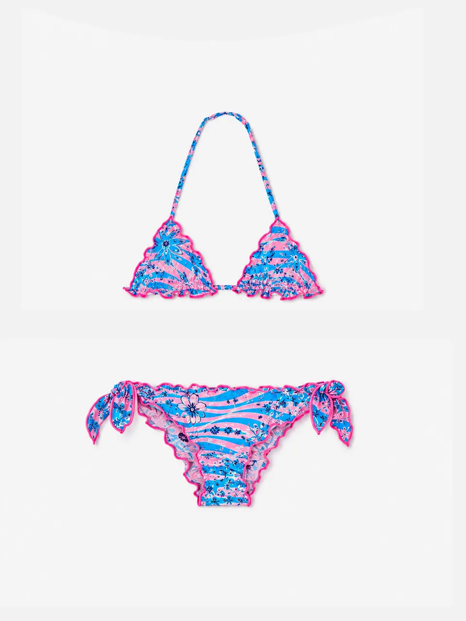 mc2-saint-barth-bikini-bambina-leah-triangolo-stampa-bandana-zebrata-rosa-e-blu image 1