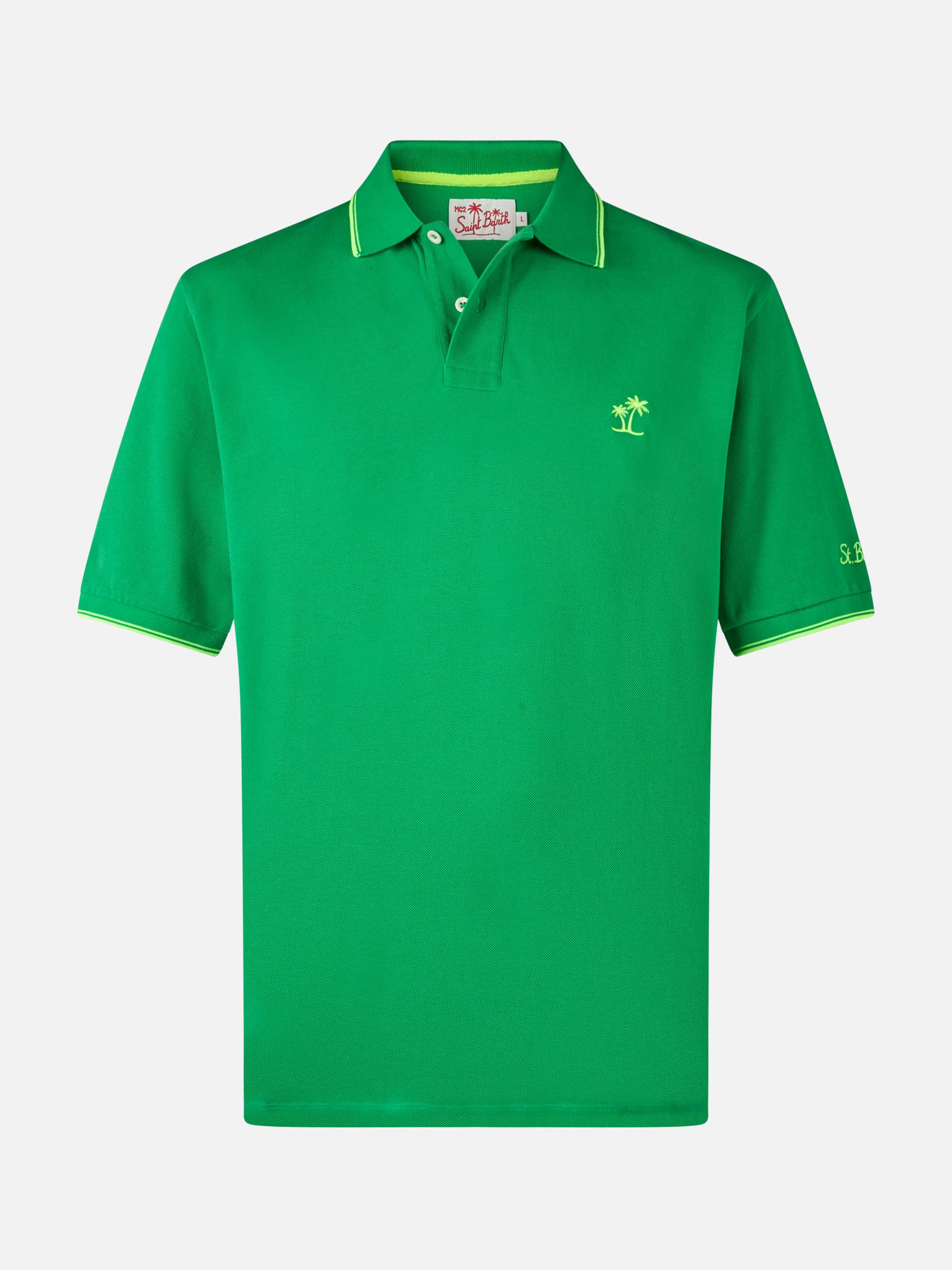 mc2-saint-barth-beverly-hills-polo-verde-in-cotone-piqu-con-ricamo-palme image 4