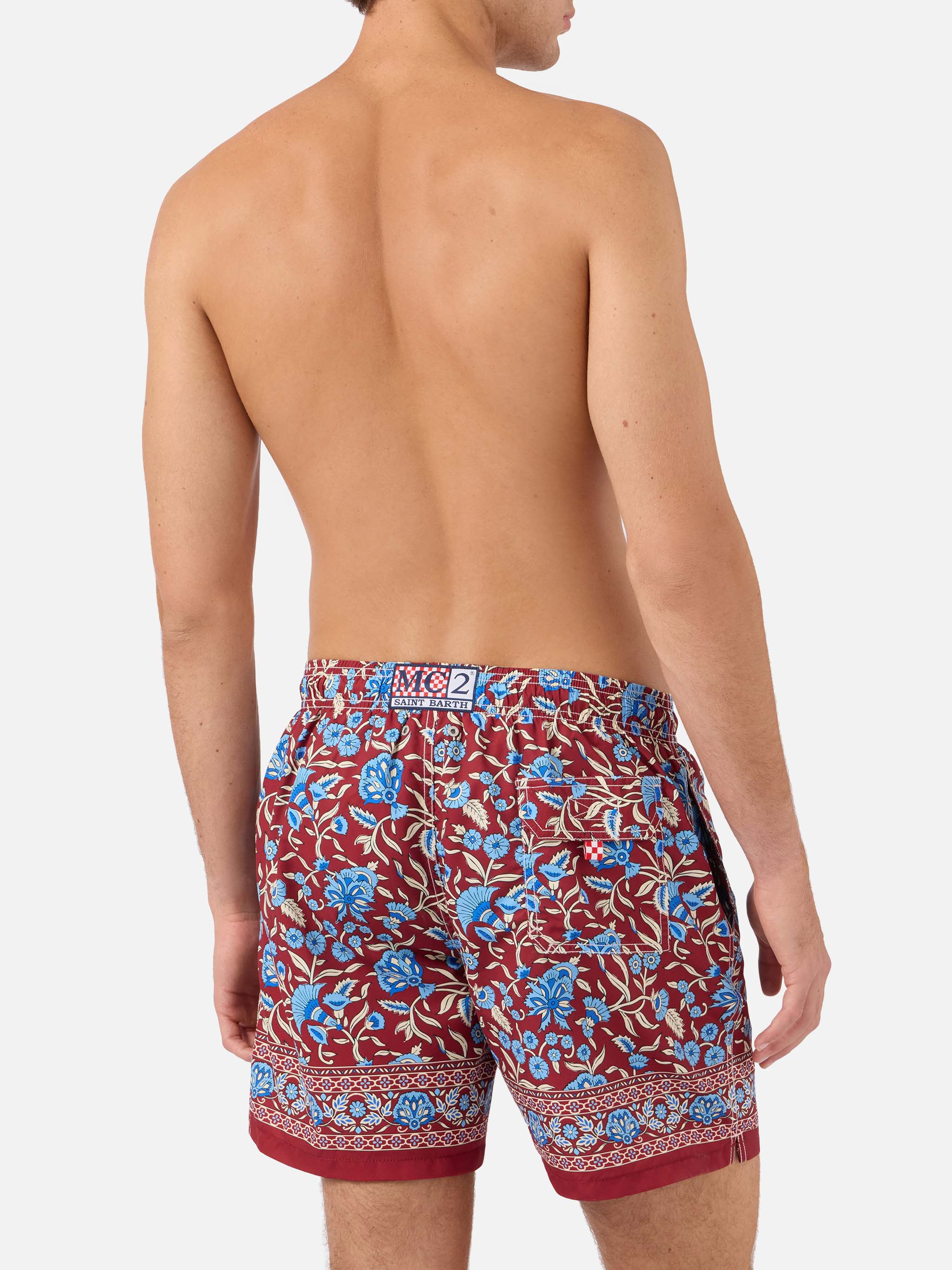 mc2-saint-barth-gustavia-costume-mare-boxer-bordeaux-con-stampa-floreale image 8