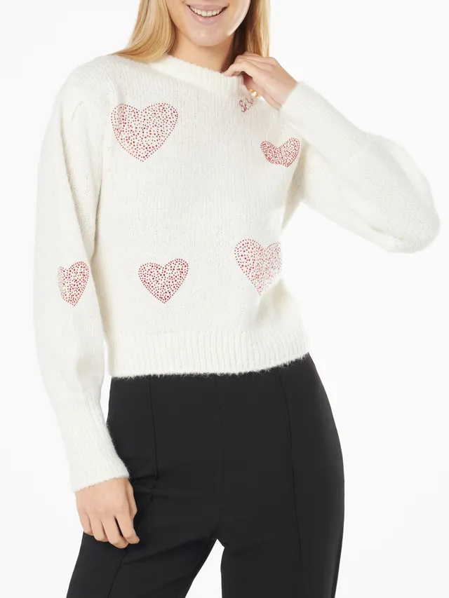 mc2-saint-barth-maglione-bloom-soft-bianco-donna-con-cuori-in-strass-rossi image 1