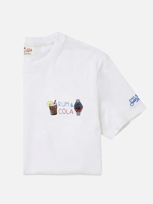 mc2-saint-barth-t-shirt-portofino-bianca-con-ricamo-rum-e-cola image 1