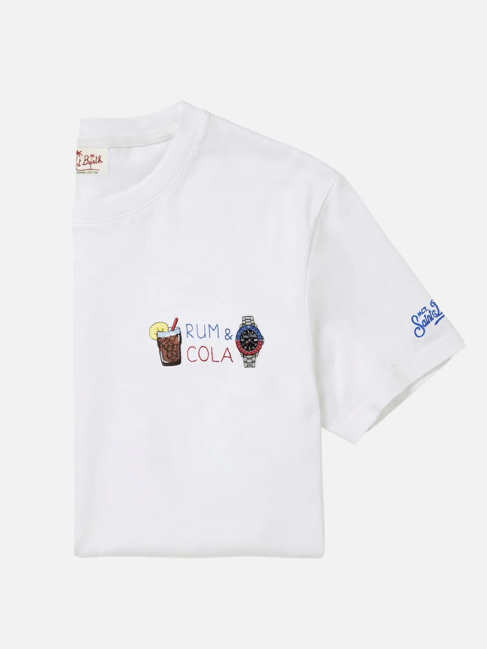 mc2-saint-barth-t-shirt-portofino-bianca-con-ricamo-rum-e-cola image 1