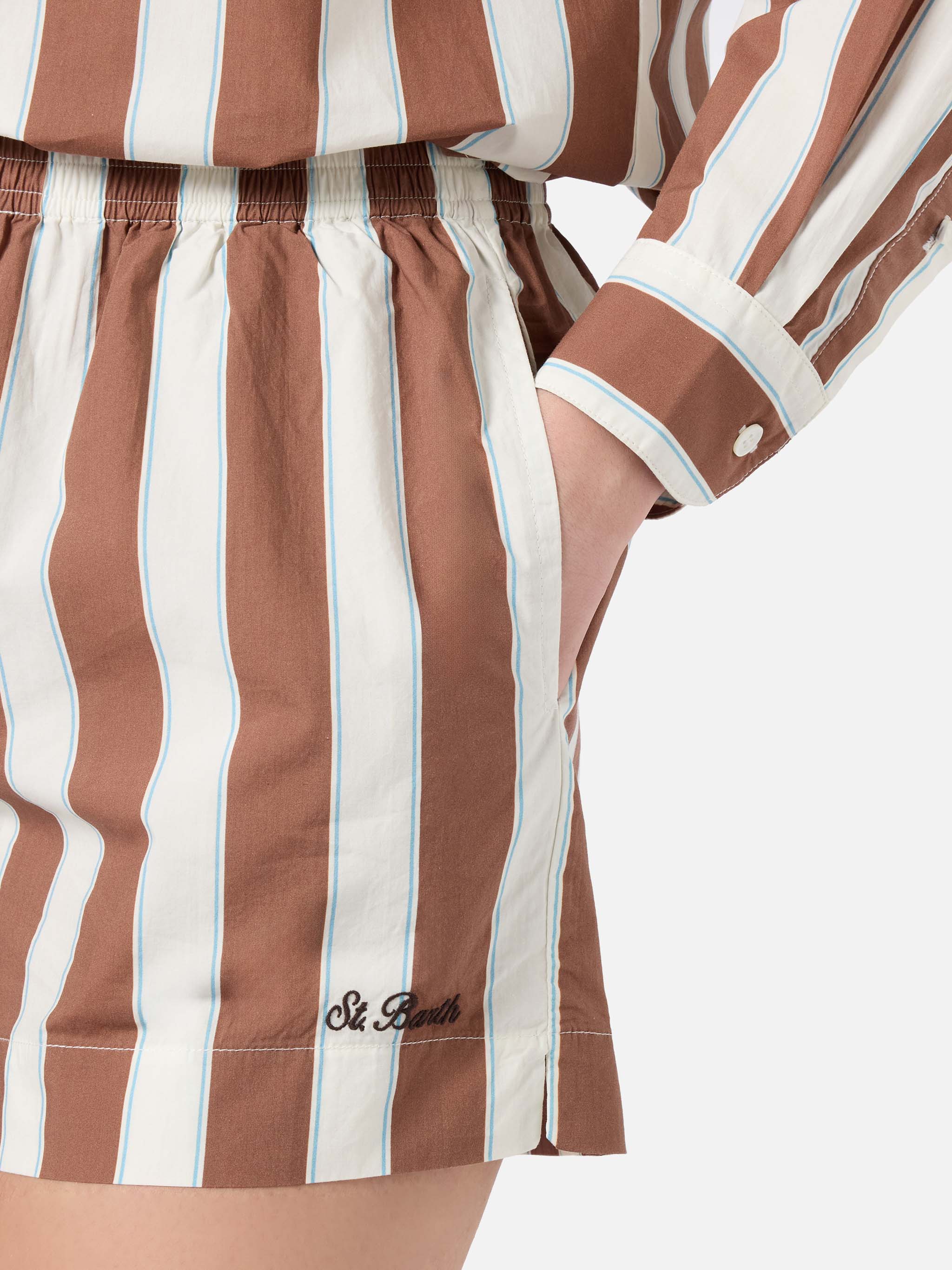 mc2-saint-barth-shorts-meave-in-cotone-a-righe-marroni image 3