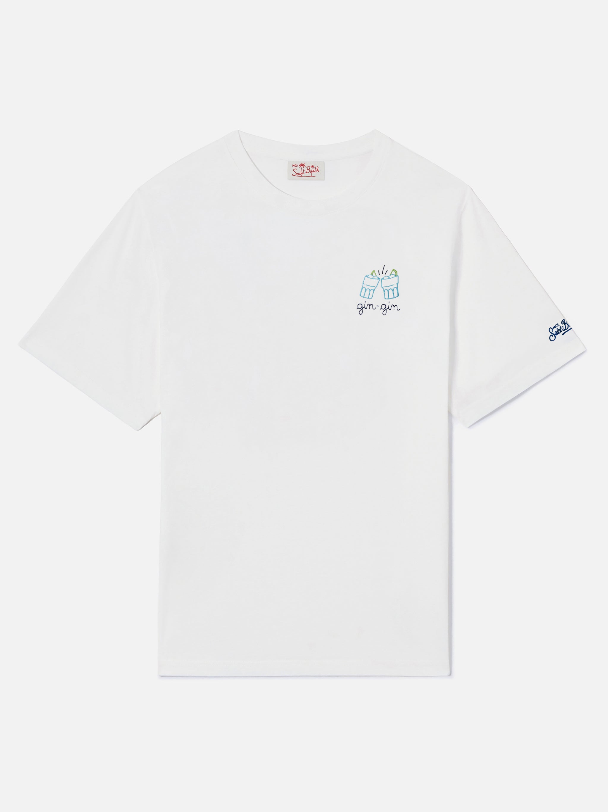 mc2-saint-barth-portofino-t-shirt-uomo-bianca-cotone-con-ricamo-gin-gin image 5