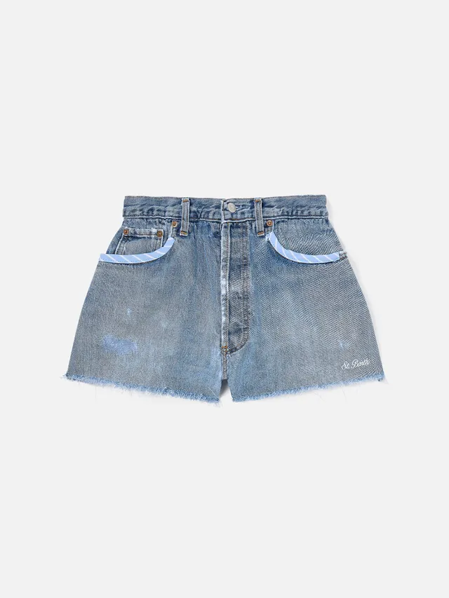 mc2-saint-barth-arizona-shorts-denim-donna-con-cintura-a-righe image 1