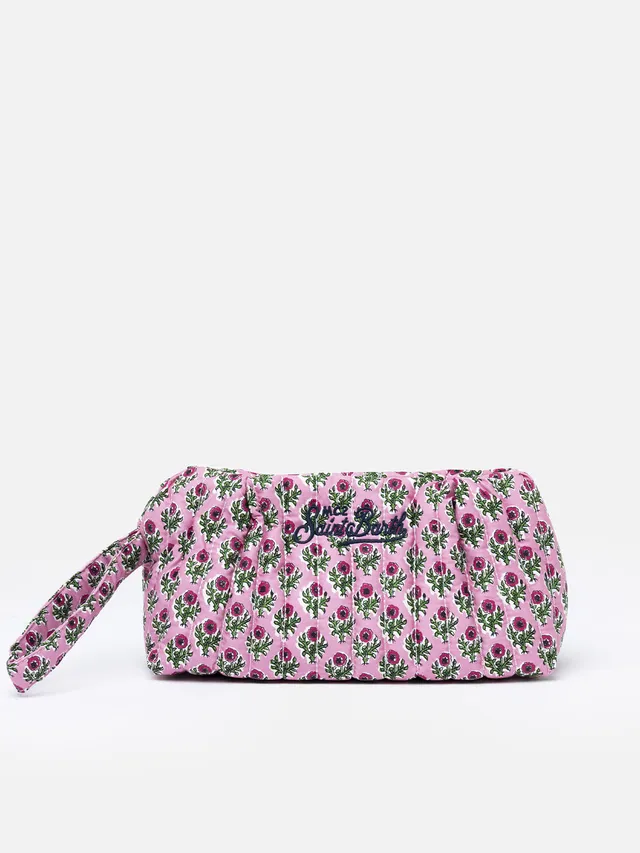 mc2-saint-barth-pochette-piccola-trapuntata-rosa-con-patch-floreale image 1