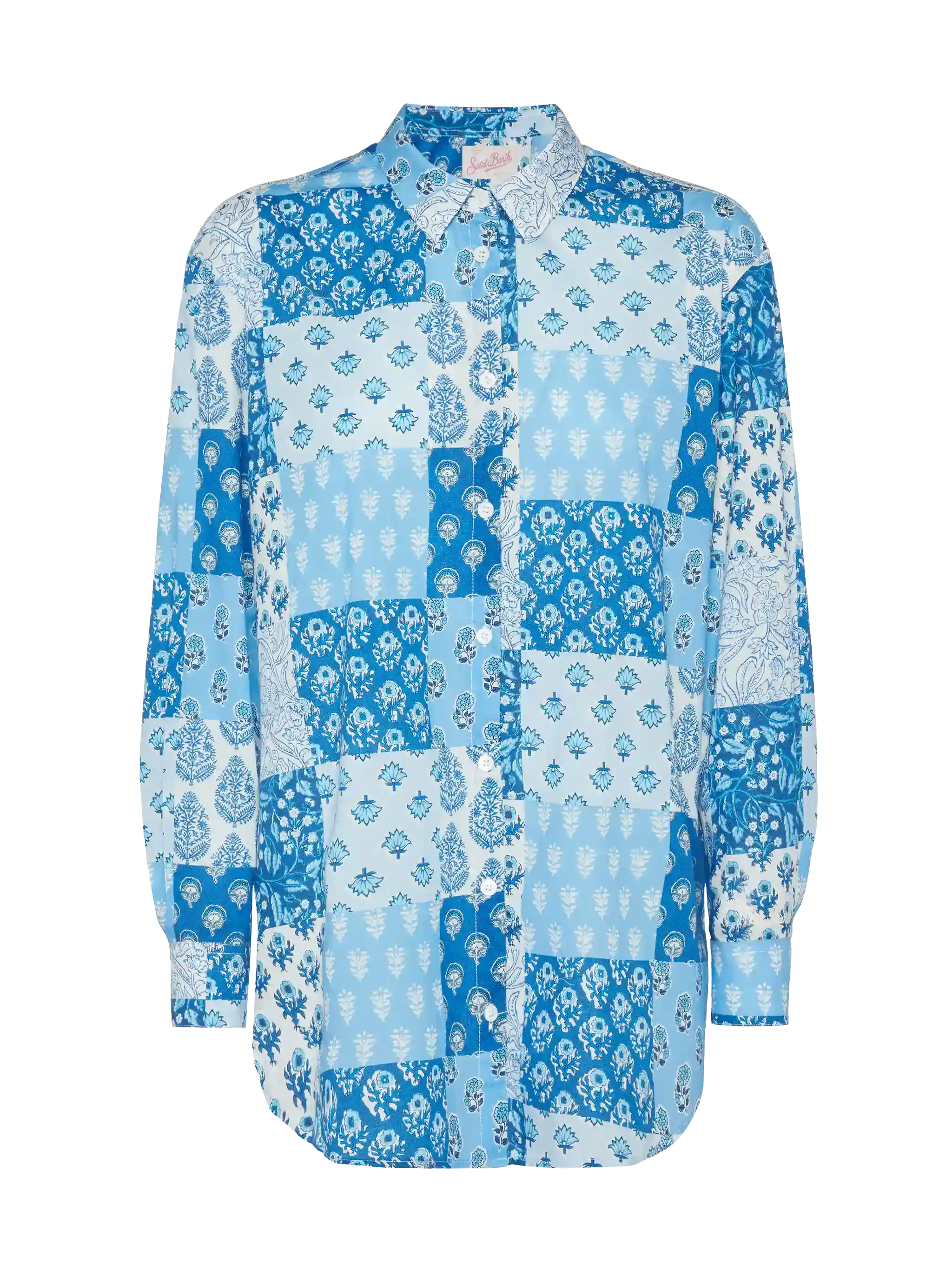 mc2-saint-barth-brigitte-camicia-in-cotone-con-stampa-floreale-blu-donna image 4