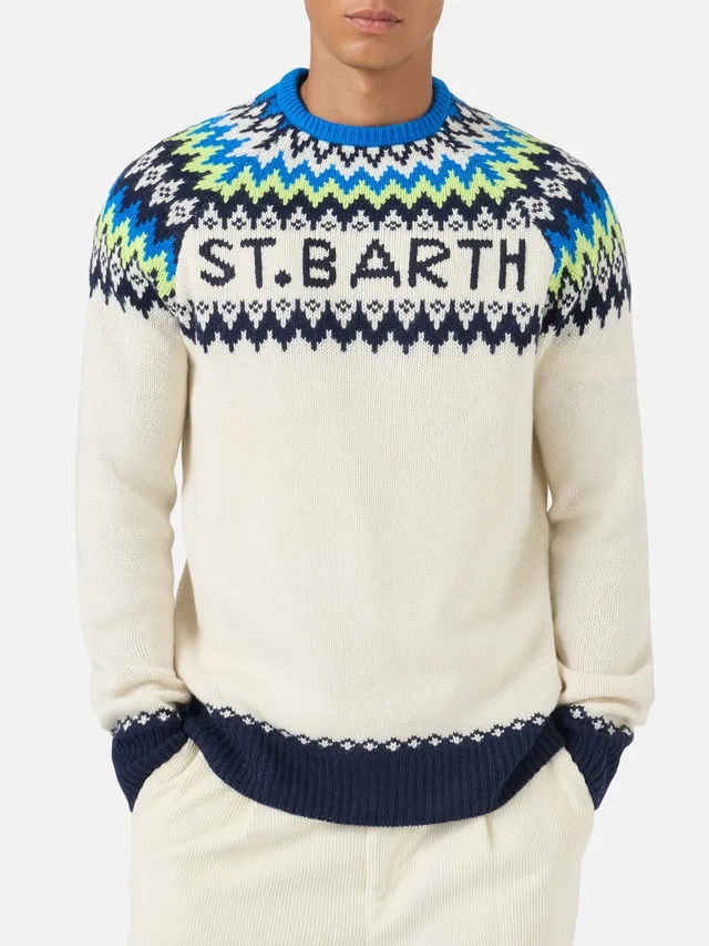 mc2-saint-barth-maglione-girocollo-heron-jacquard-fair-isle-uomo-bianco image 1