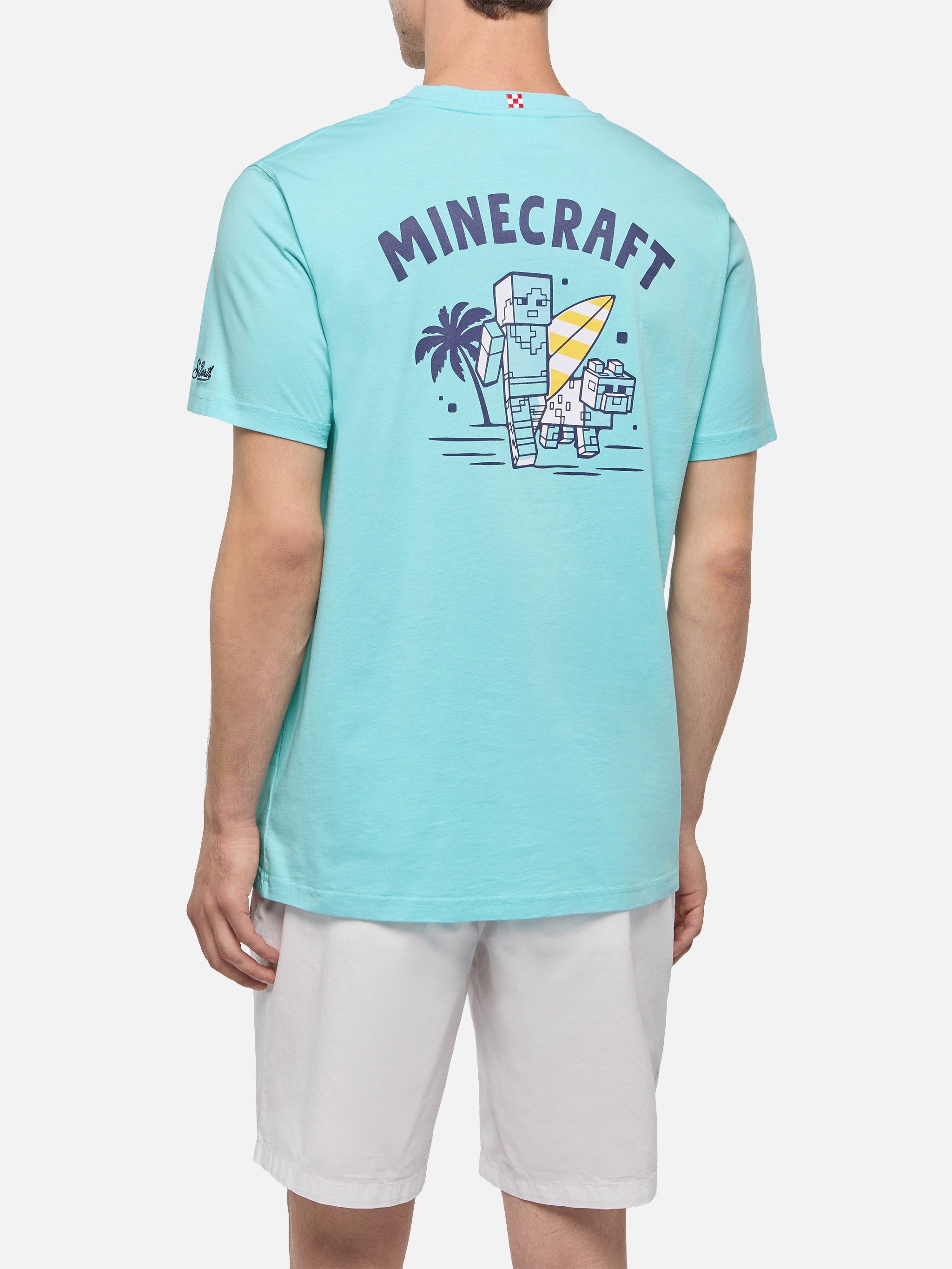 mc2-saint-barth-man-t-shirt-cotone-verde-stampa-minecraft-st-barth-special-editi image 3