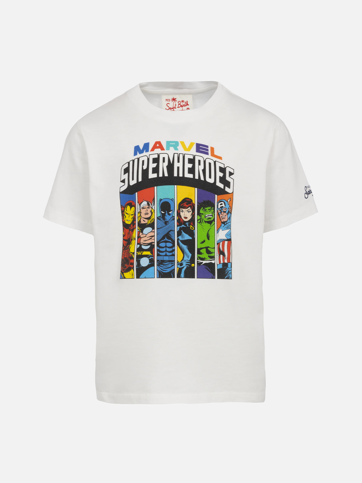 mc2-saint-barth-t-shirt-bambino-cotone-marvel-super-eroi-bianca-edizione-special image 1