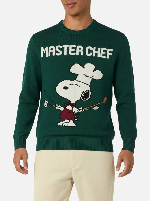 mc2-saint-barth-maglione-heron-snoopy-chef-jacquard-verde-peanuts image 1