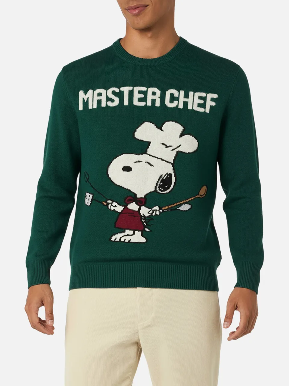 mc2-saint-barth-maglione-heron-snoopy-chef-jacquard-verde-peanuts image 1