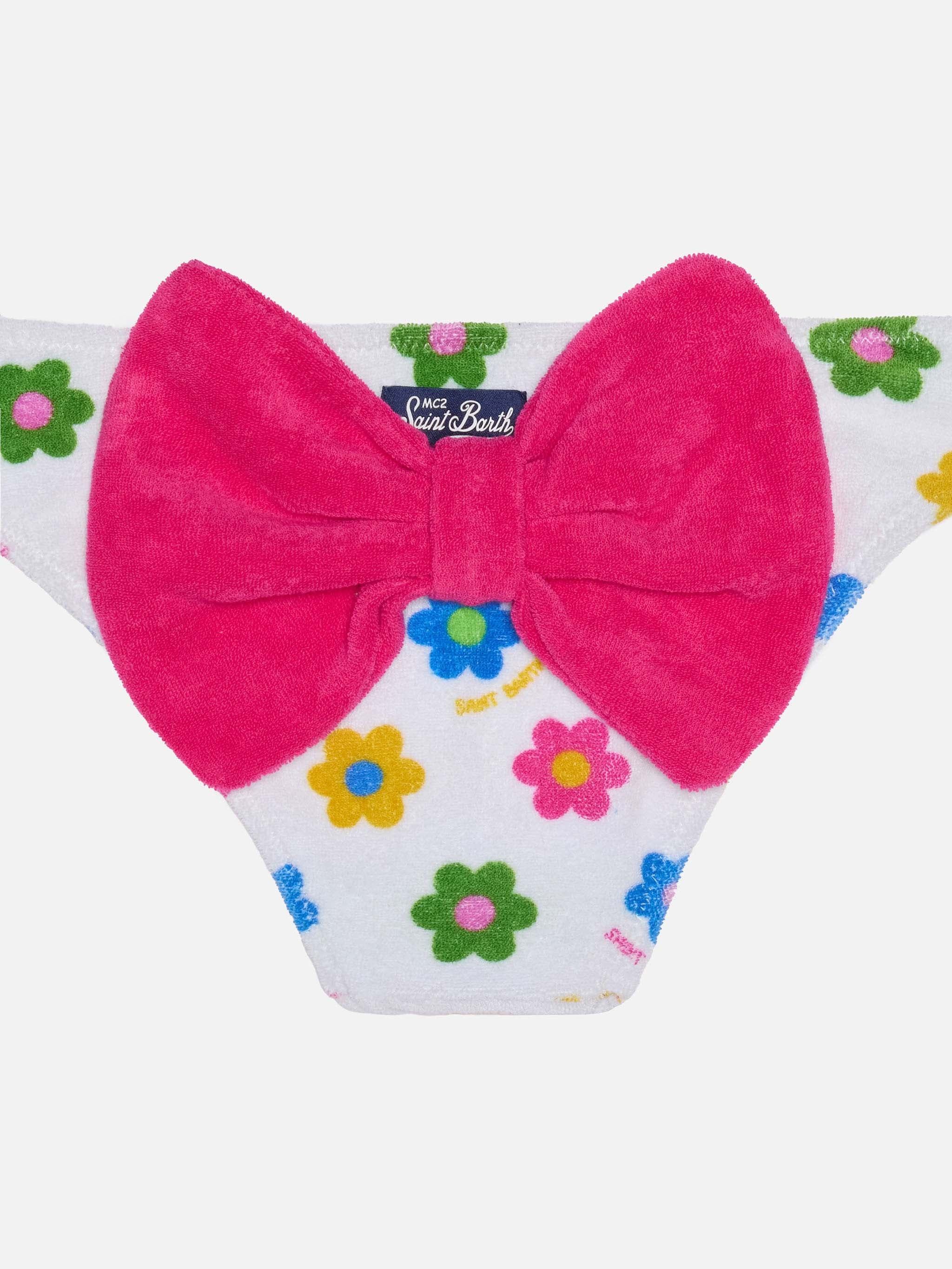 mc2-saint-barth-slip-mare-bambina-spugna-margherite-multicolor-su-bianco image 3
