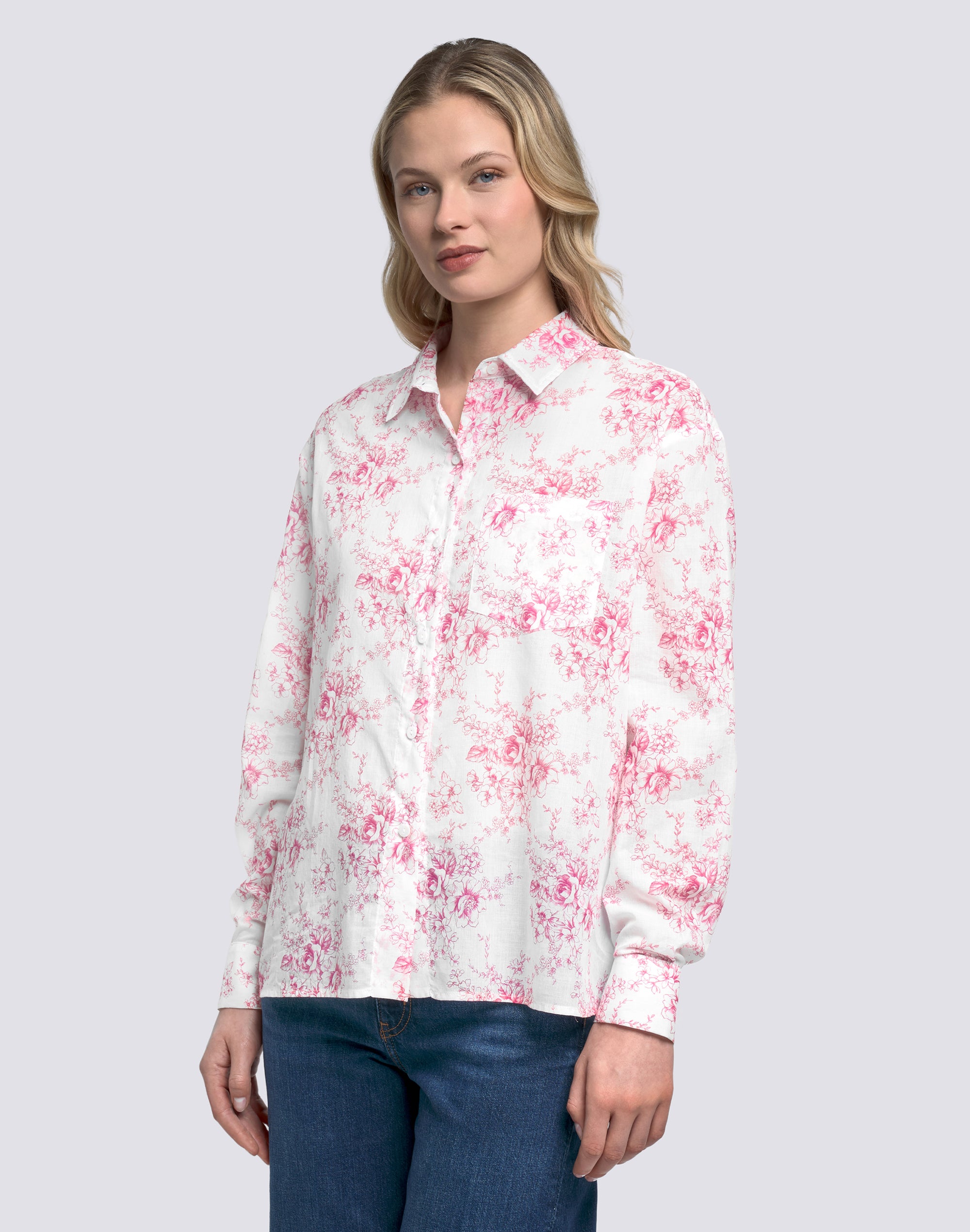 sundek-camicia-donna-a-maniche-lunghe-in-voile-di-cotone-stampa-rose-de-joie image 3