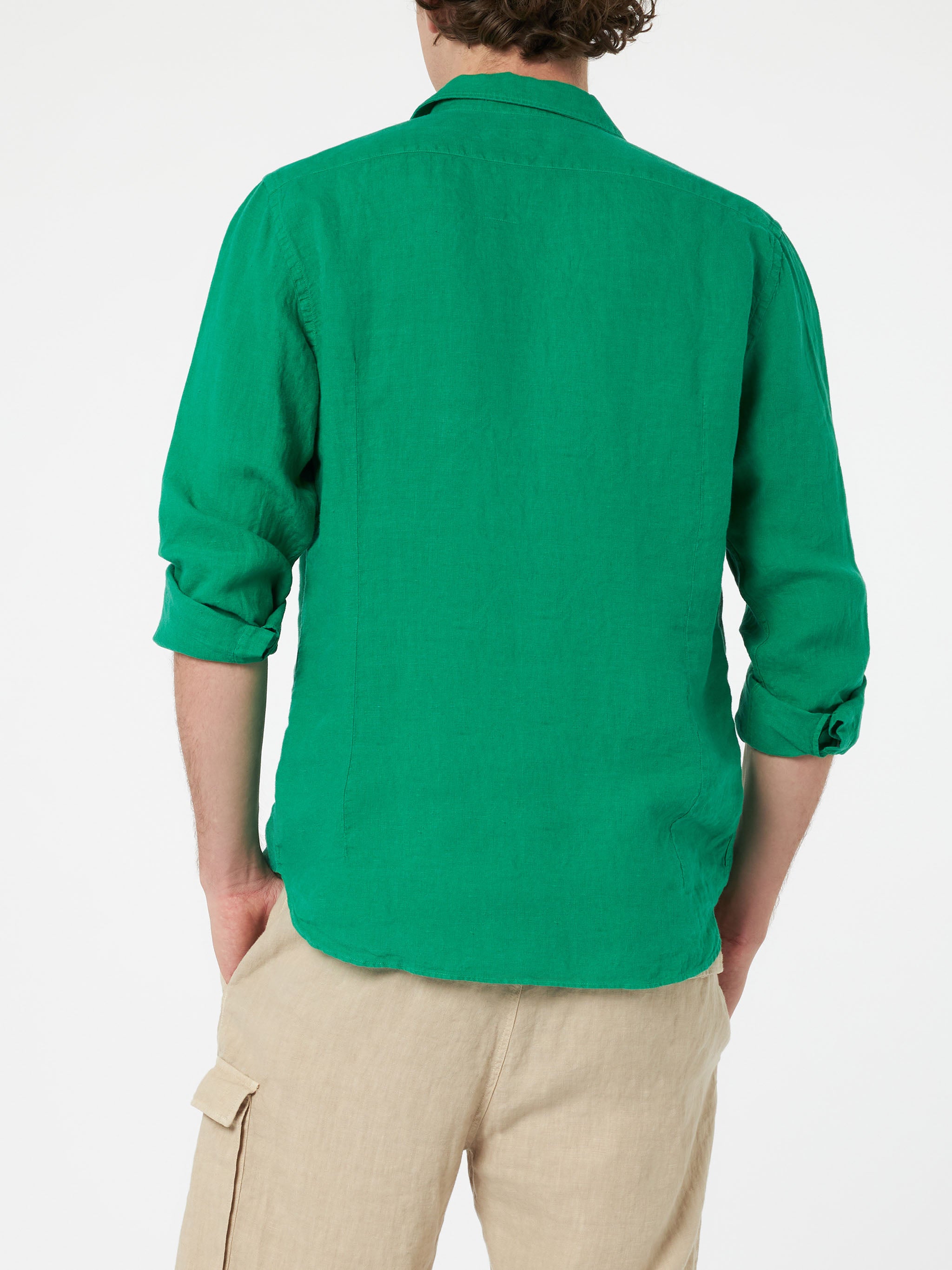 mc2-saint-barth-pamplona-camicia-uomo-in-puro-lino-verde image 2