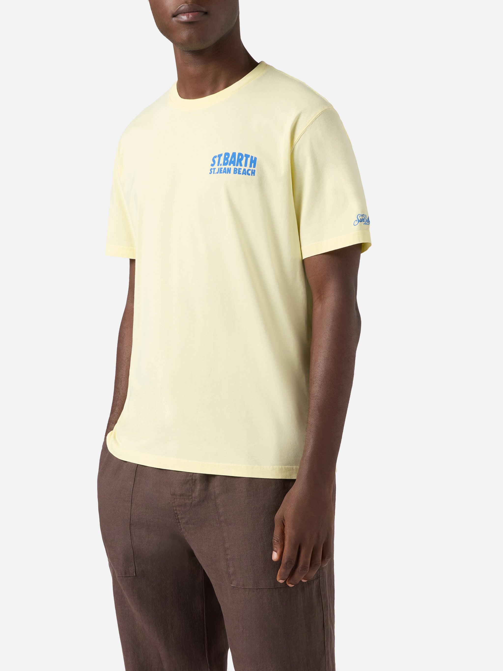 mc2-saint-barth-portland-t-shirt-uomo-gialla-st-jean-beach image 3