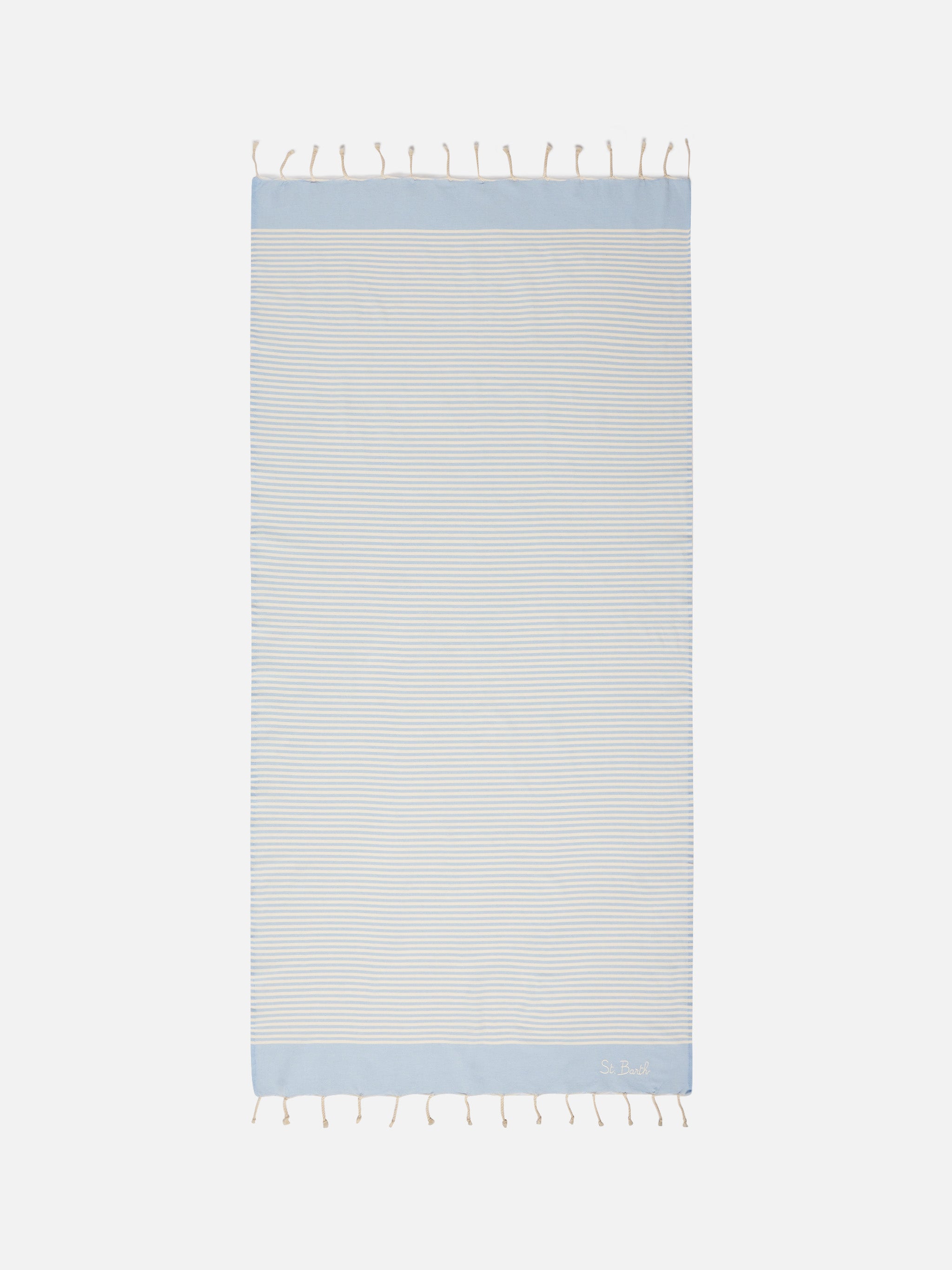 mc2-saint-barth-foutas-telo-mare-cotone-jacquard-righe-azzurre-e-bianche-con-fra image 1