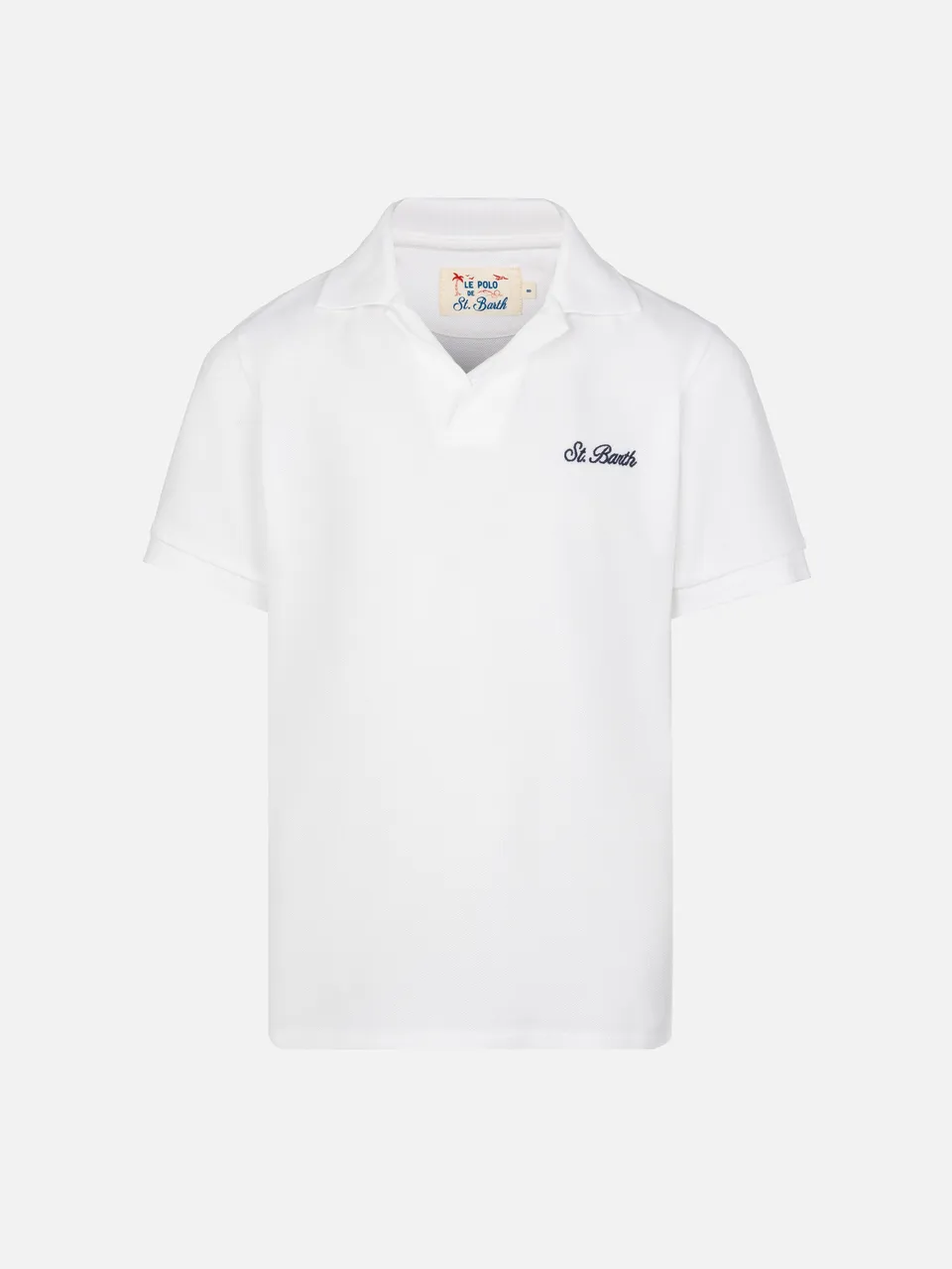 mc2-saint-barth-polo-charles-jr-piqu-cotone-bianco-bimbo-senza-bottoni image 1