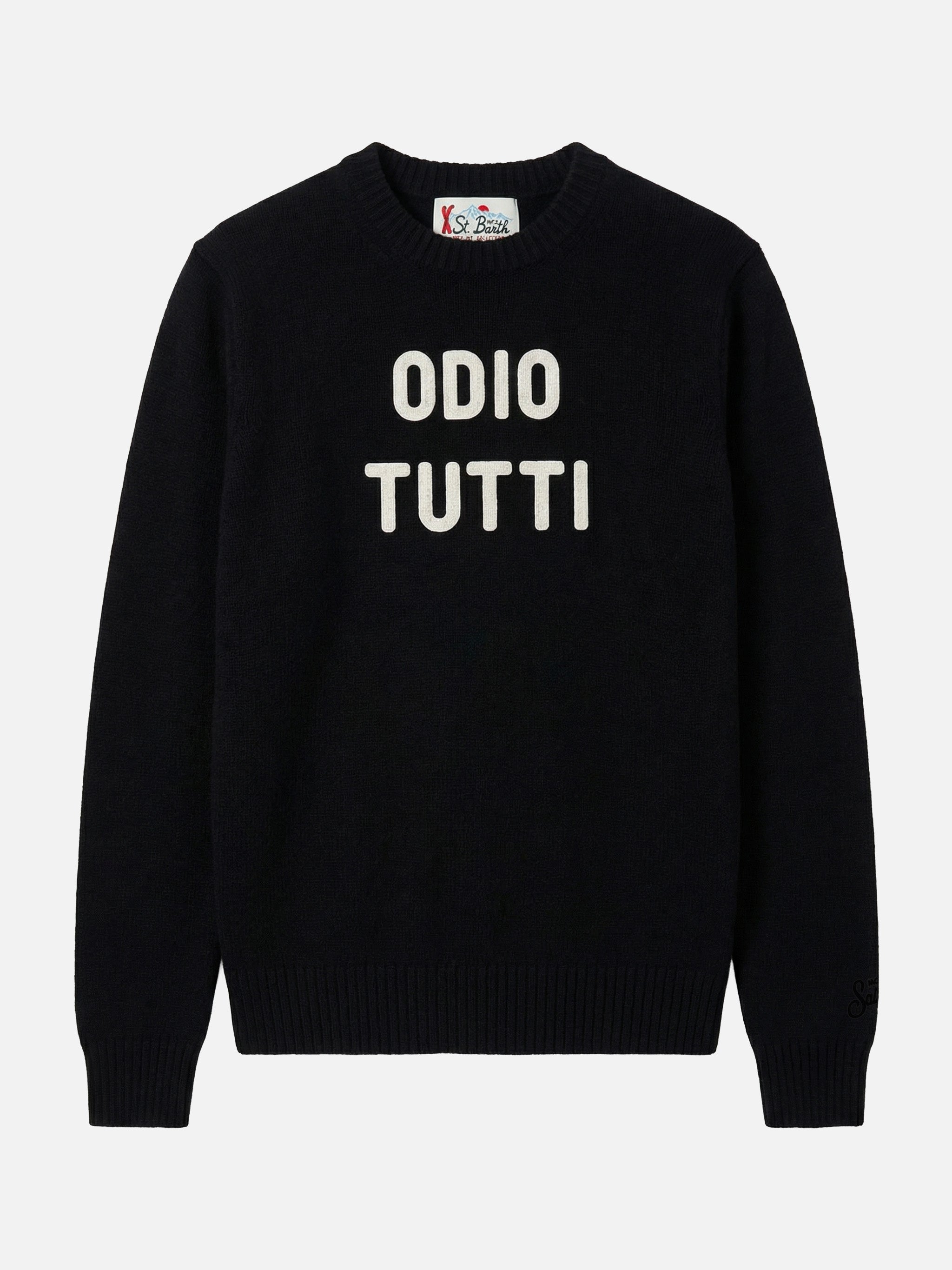mc2-saint-barth-heron-maglione-girocollo-uomo-nero-jacquard-odio-tutti image 3