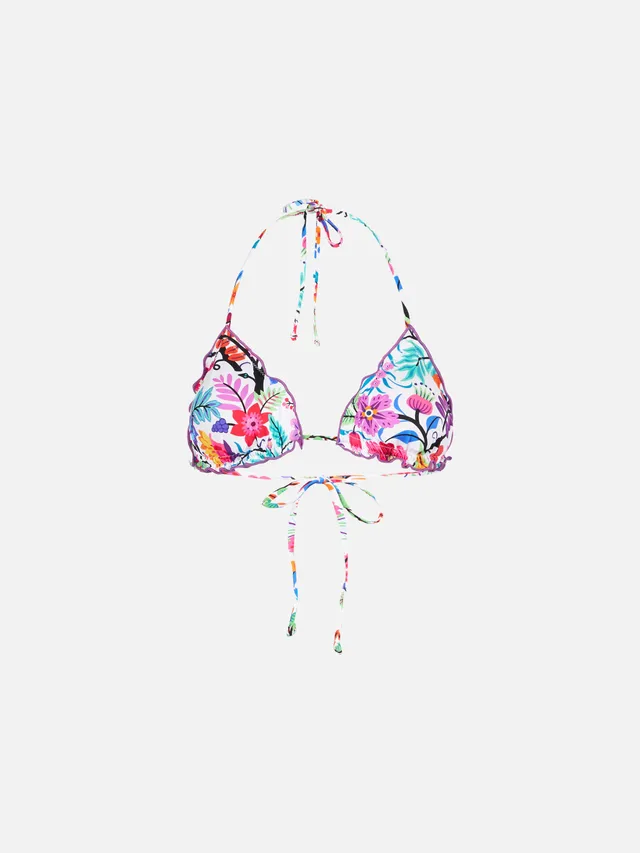 mc2-saint-barth-top-bikini-sagittarius-donna-triangolo-bianco-floreale-con-balze image 1