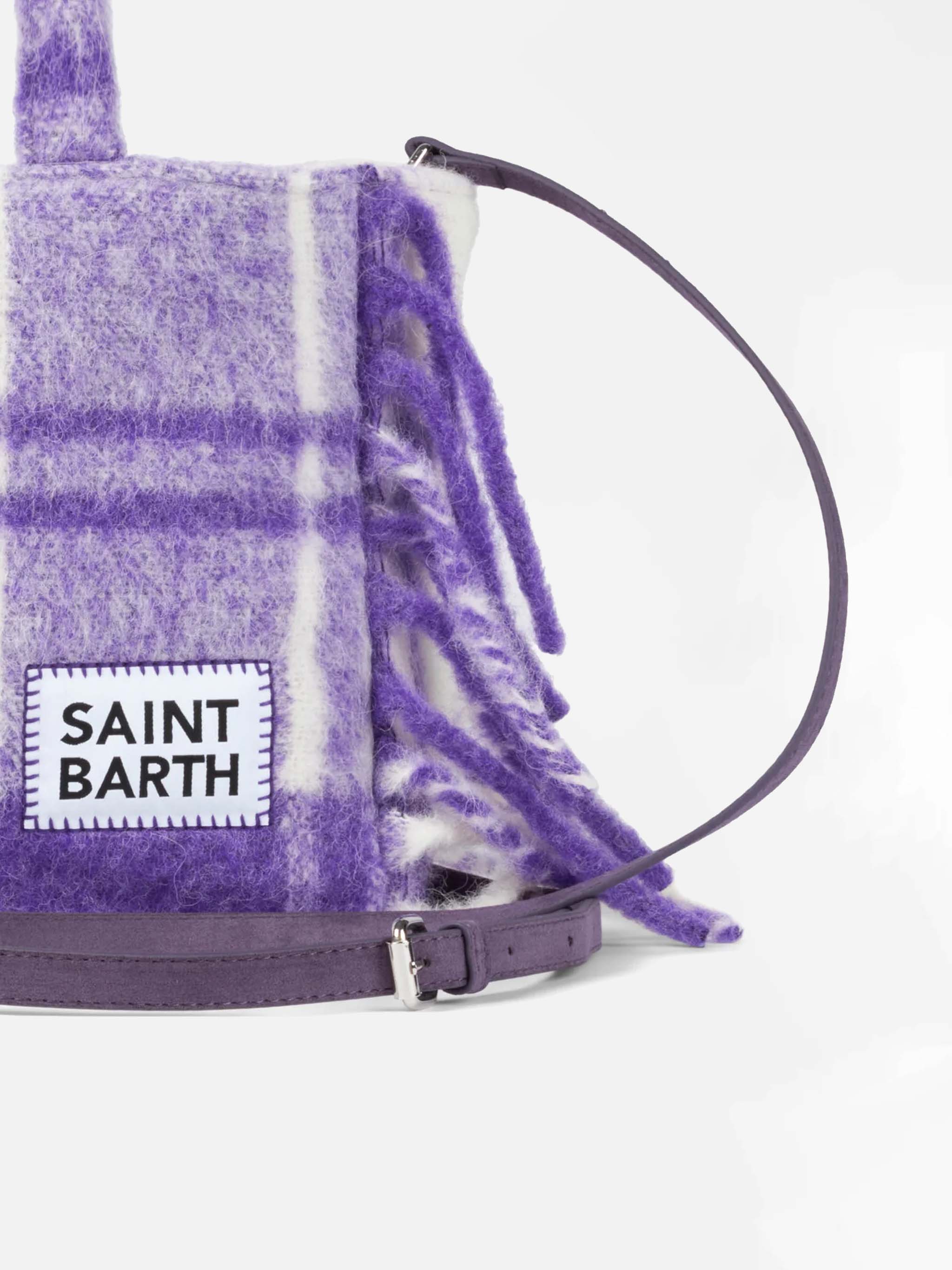 mc2-saint-barth-borsa-colette-coperta-con-stampa-tartan-lilla-e-frange image 2
