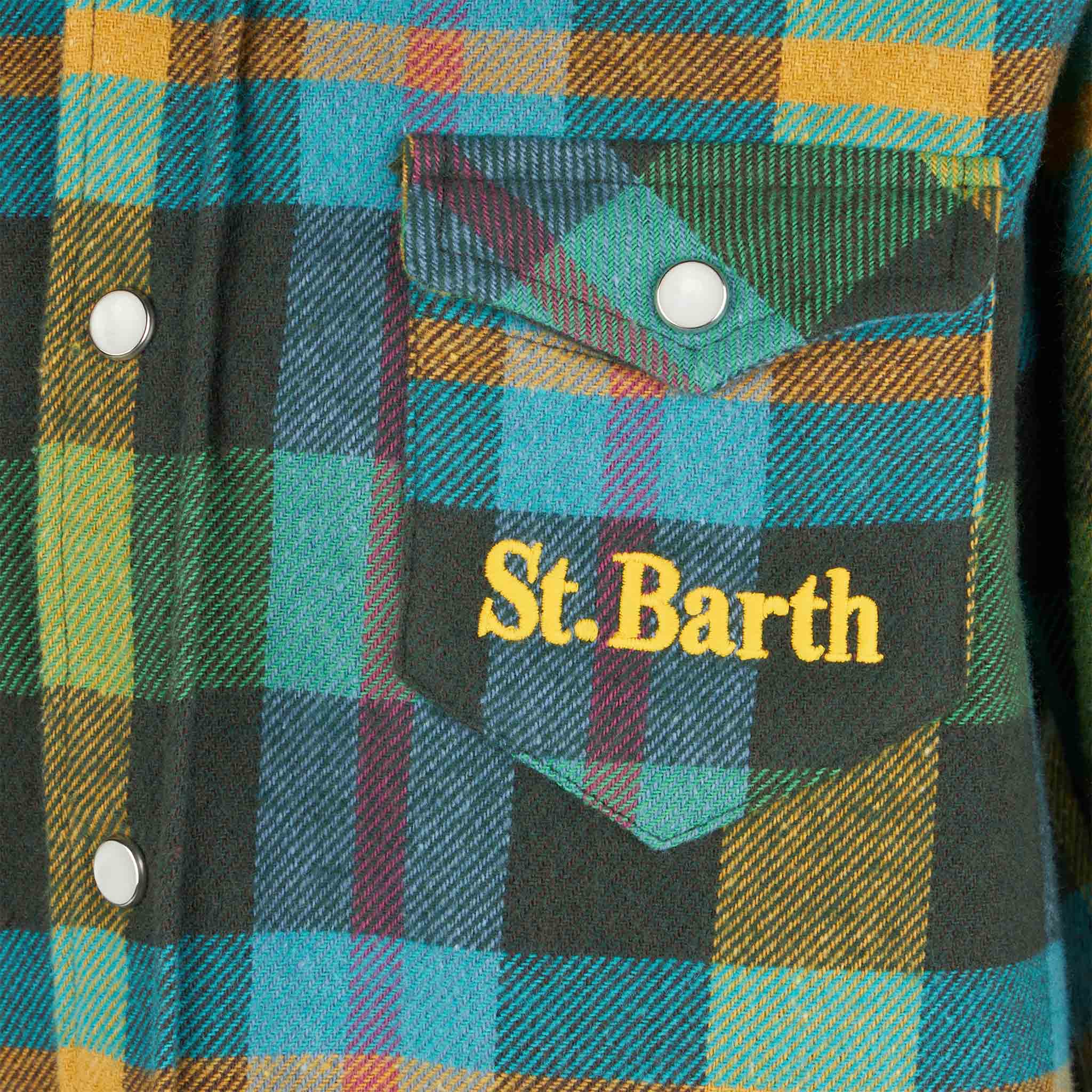 mc2-saint-barth-camicia-bambino-stile-texano-tartan-verde-in-cotone image 3