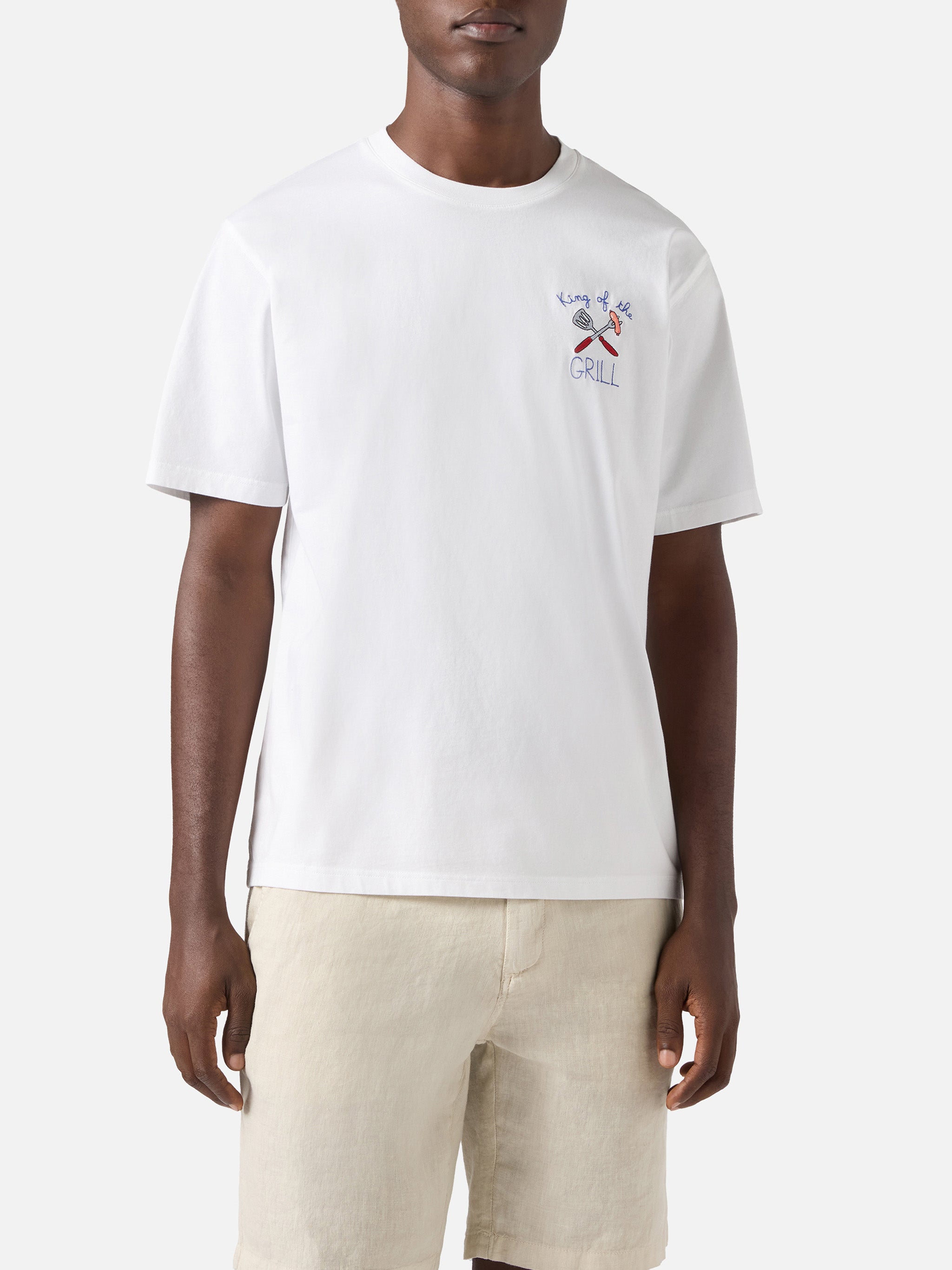 mc2-saint-barth-t-shirt-portofino-uomo-bianca-in-cotone-con-ricamo-king-of-the-g image 3