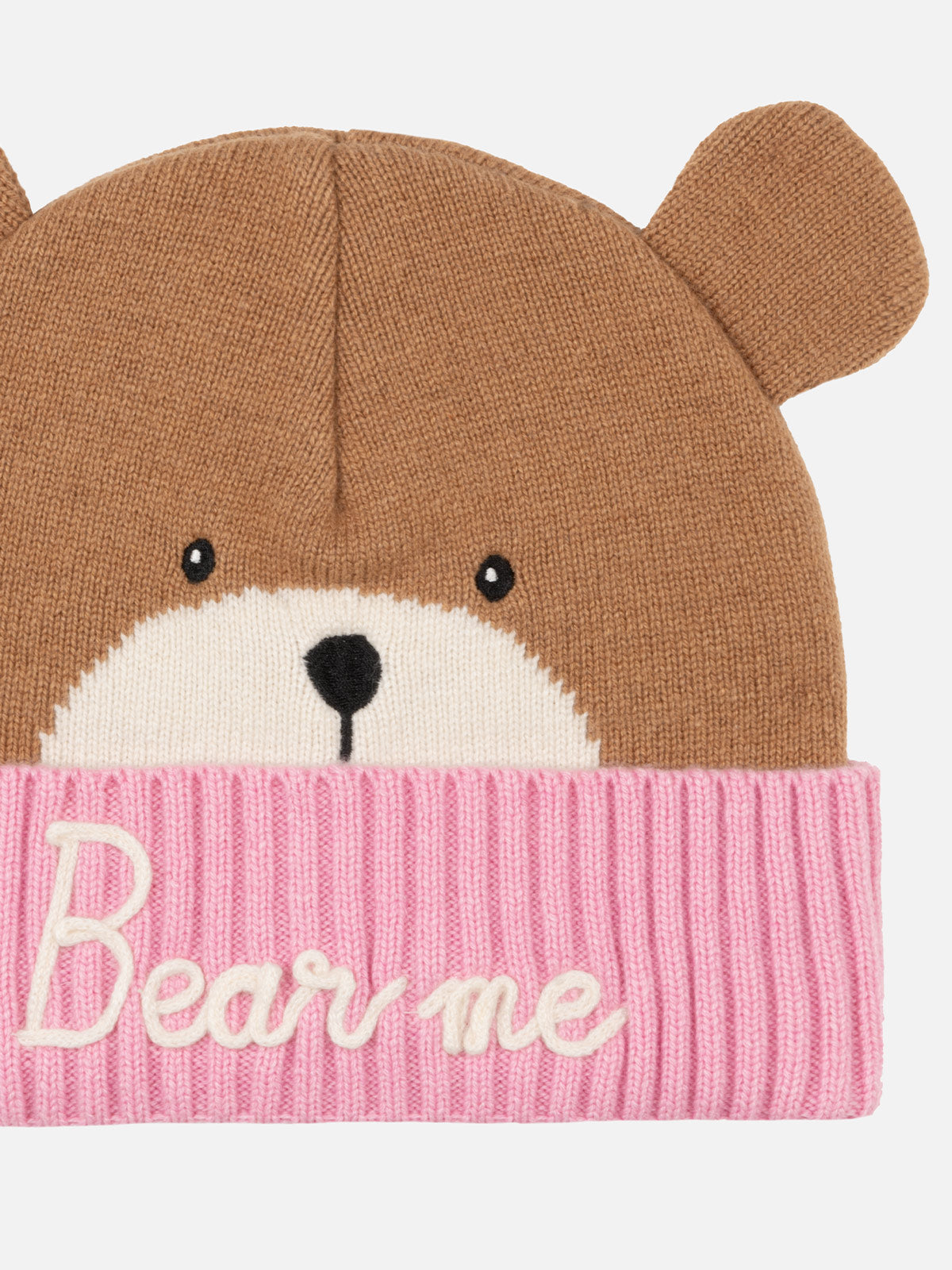 mc2-saint-barth-cappello-zaya-bambina-orso-rosa-e-marrone-jacquard image 3