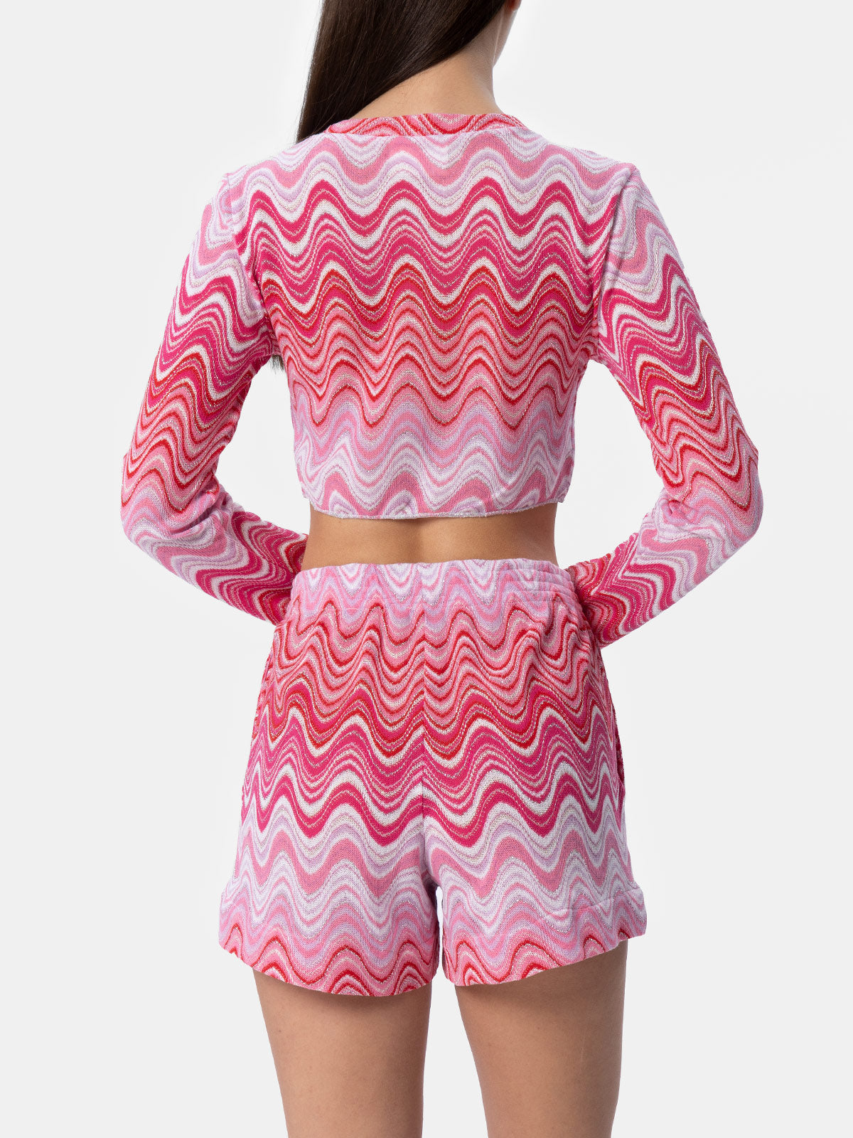 mc2-saint-barth-t-shirt-cropped-siviglia-in-maglia-raschel-rosa image 2