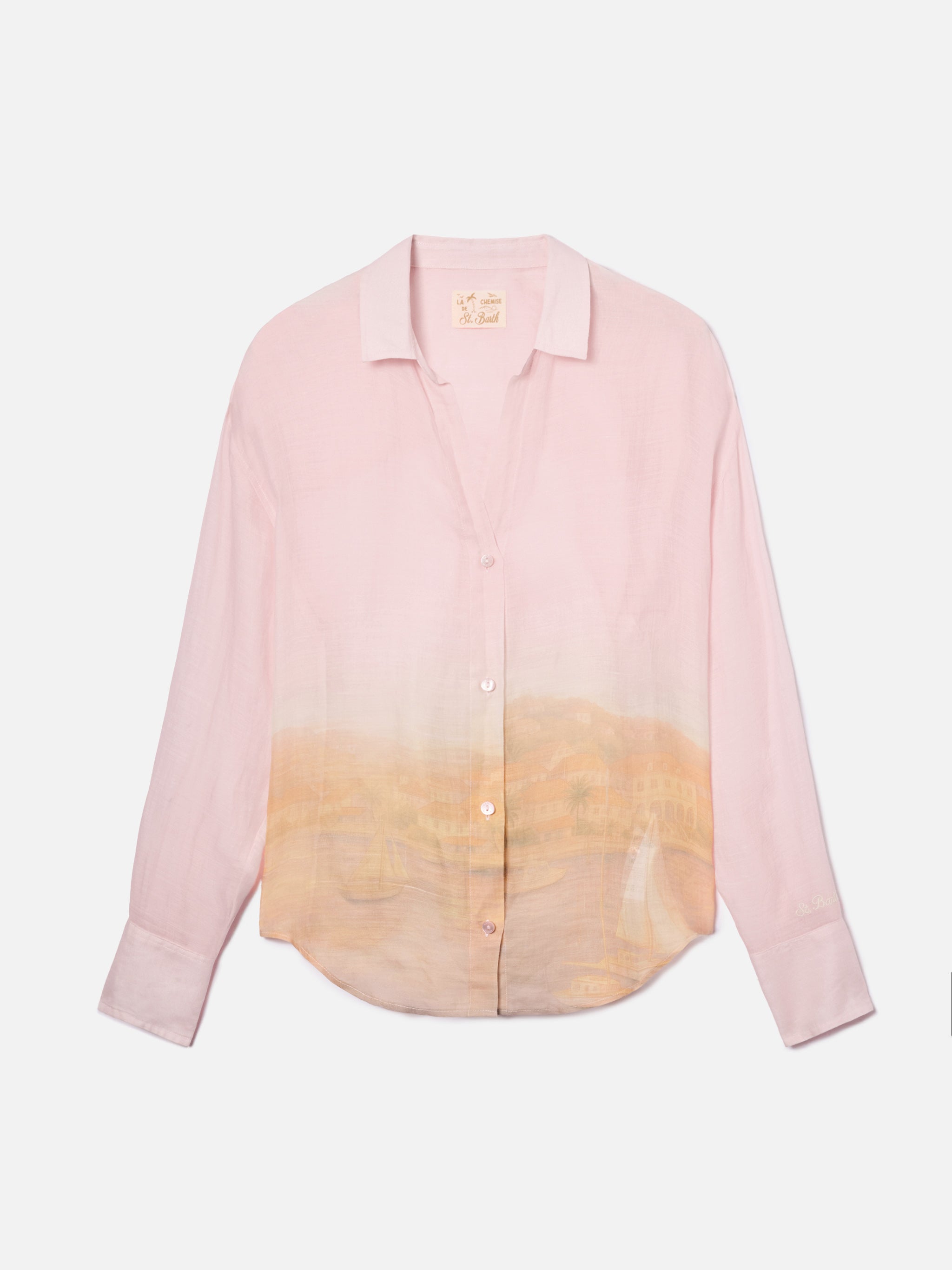mc2-saint-barth-cristal-camicia-donna-in-ramie-stampa-sunset-rosa-fit-oversize image 5
