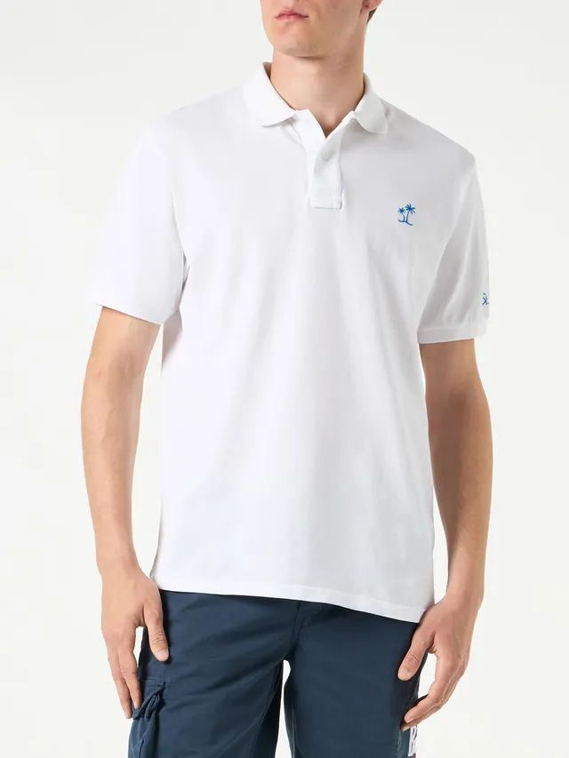 mc2-saint-barth-polo-uomo-piquet-bianco-logo-vintage-st-barth image 1