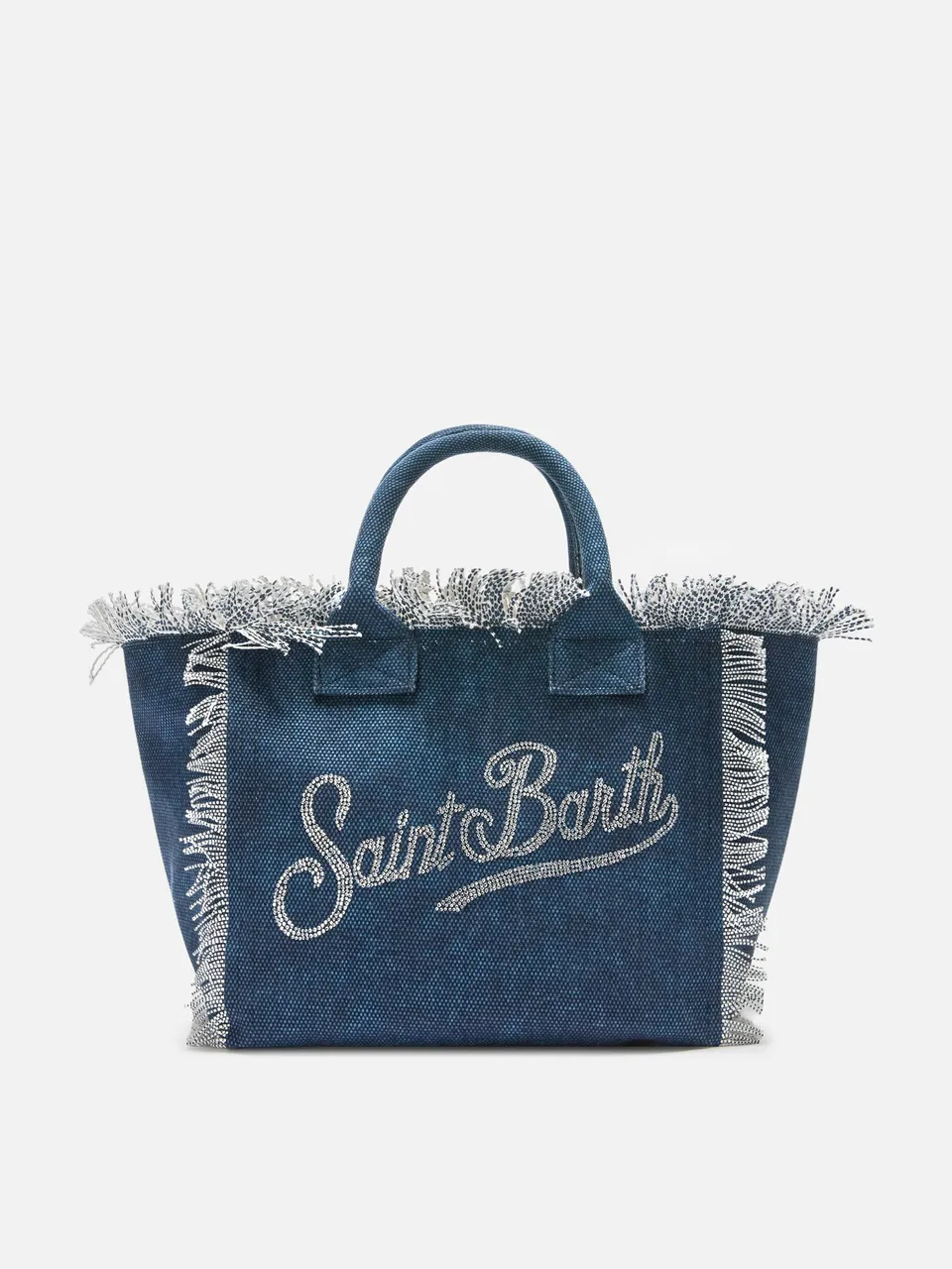 mc2-saint-barth-colette-borsa-canvas-blu-indaco-con-logo-strass image 1