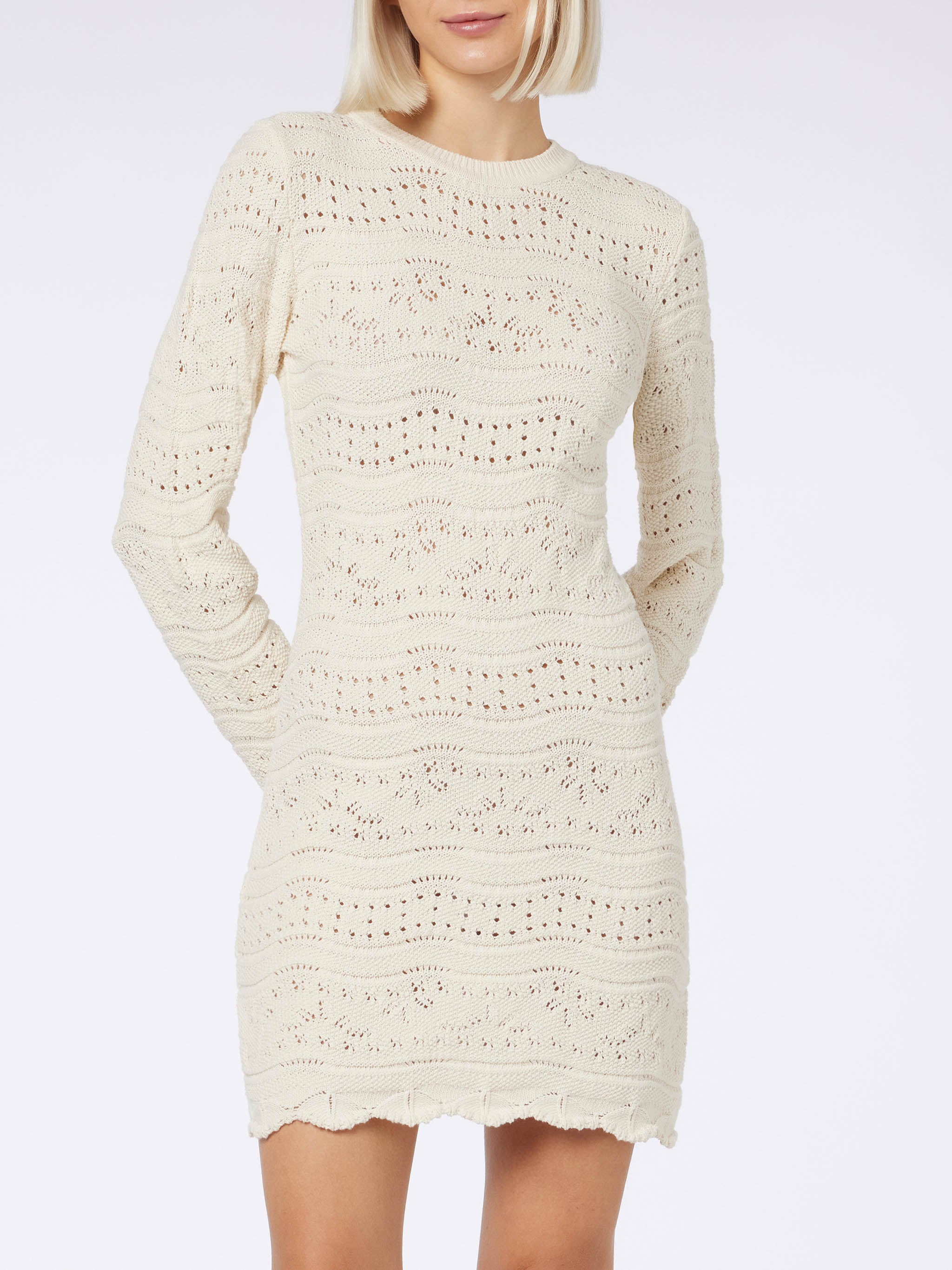 mc2-saint-barth-imany-abito-mini-in-maglia-di-cotone-traforata-bianco image 1