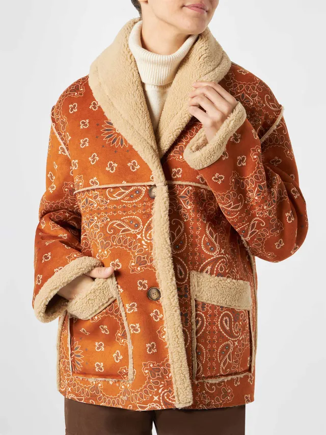 mc2-saint-barth-dorys-giacca-donna-reversibile-shearling-stampa-bandana-beige image 1